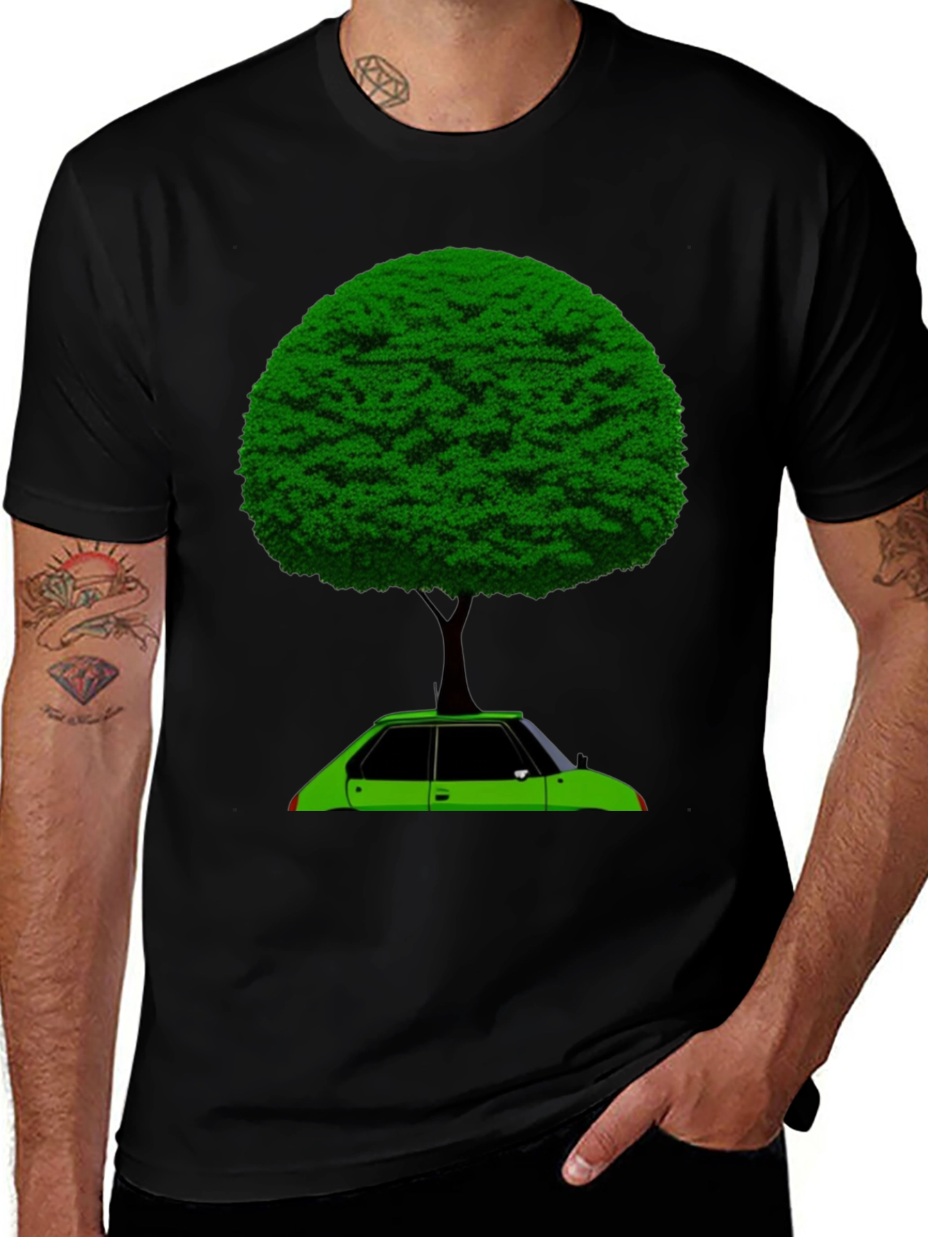 Variant 25 of Green Car Tree Graphic T-Shirt