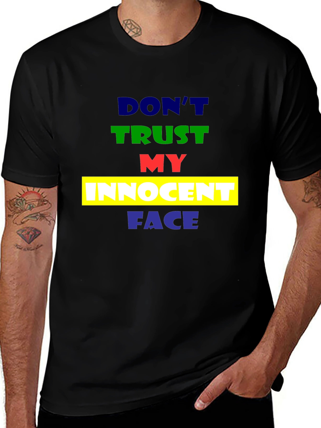 Variant 24 of Don't Trust My Innocent Face Graphic Tee - Bold Statement T-Shirt