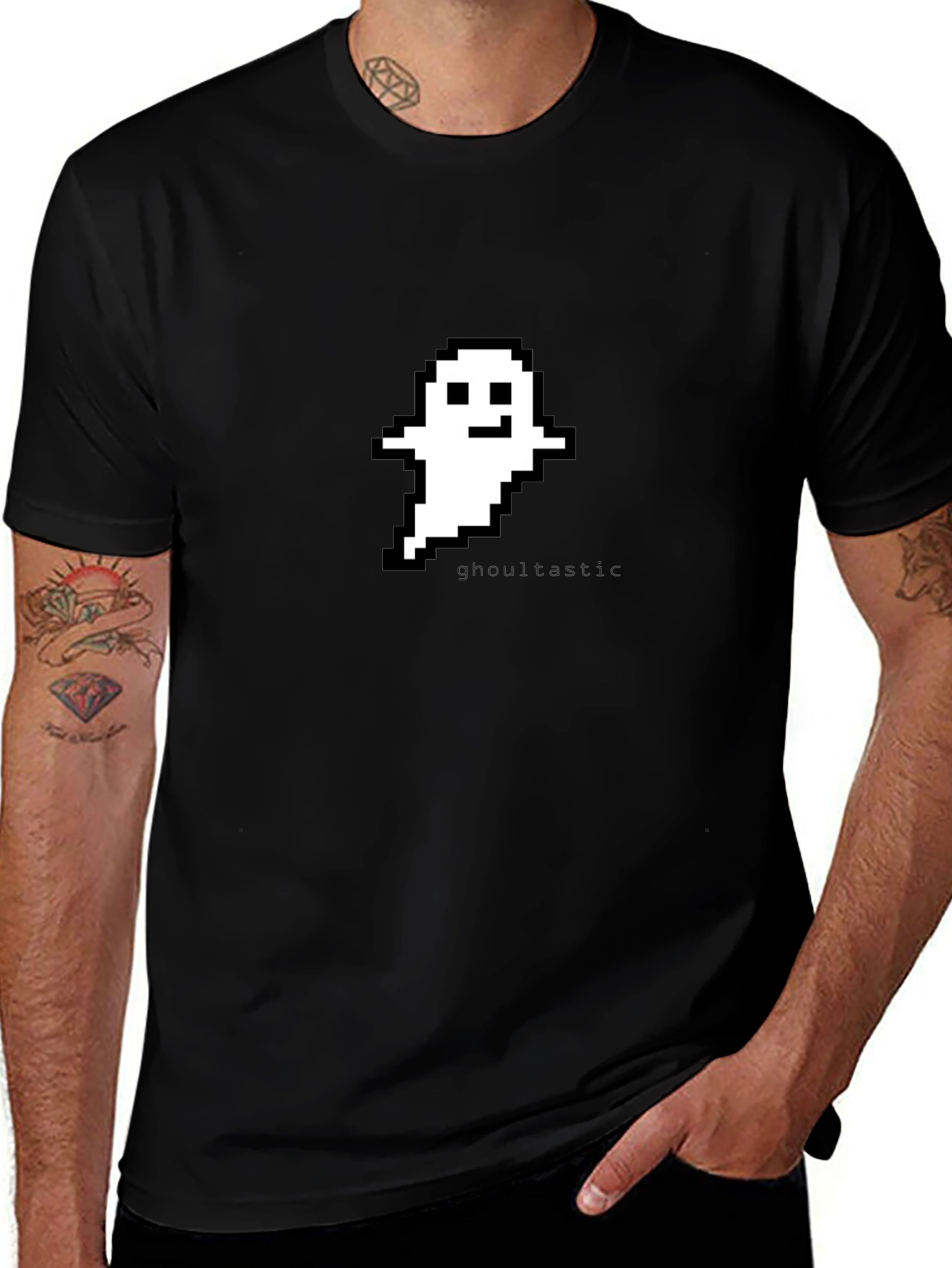 Variant 3 of Pixel Ghost Graphic Black T-Shirt