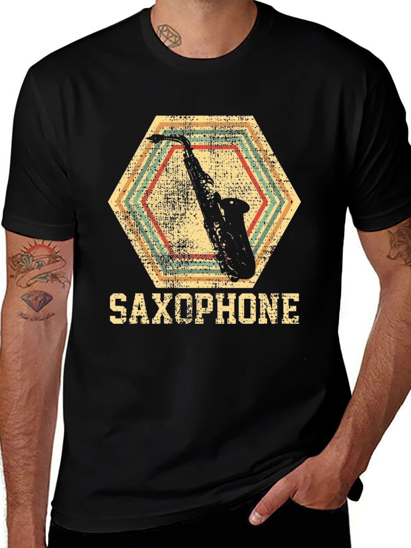 Saxophone Graphic Tee - Retro Music Lover T-Shirt