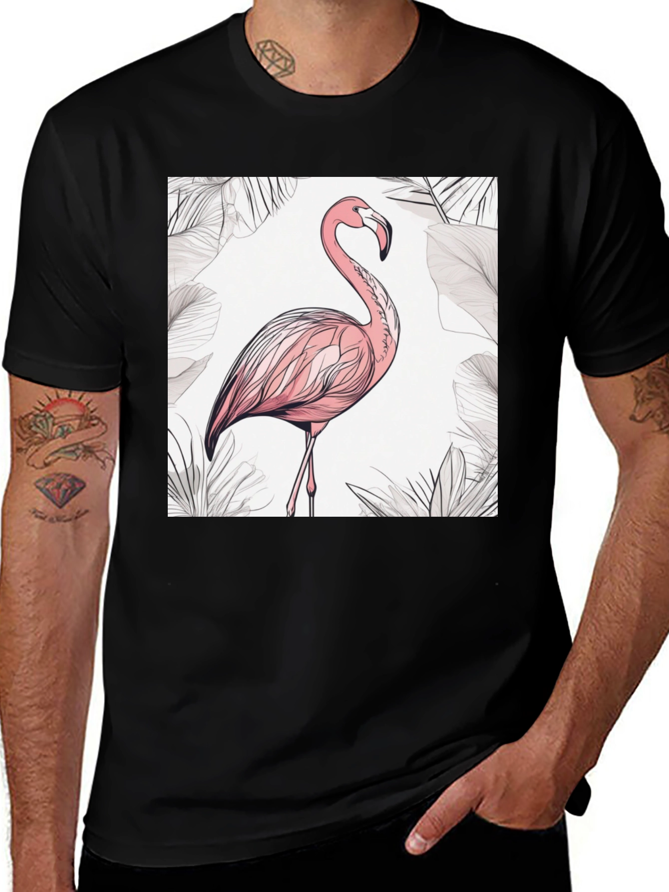 Variant 4 of Flamingo Graphic Tee - Stylish Bird Print T-Shirt