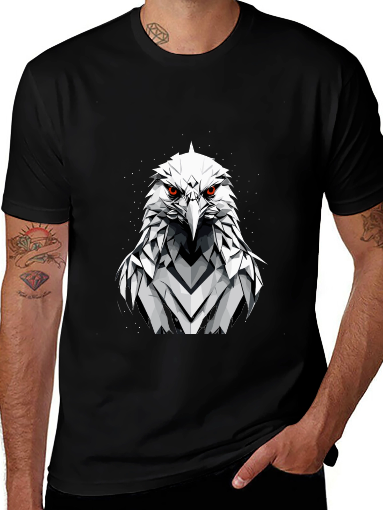 Variant 28 of Geometric Eagle Graphic Tee - Stylish Black T-Shirt