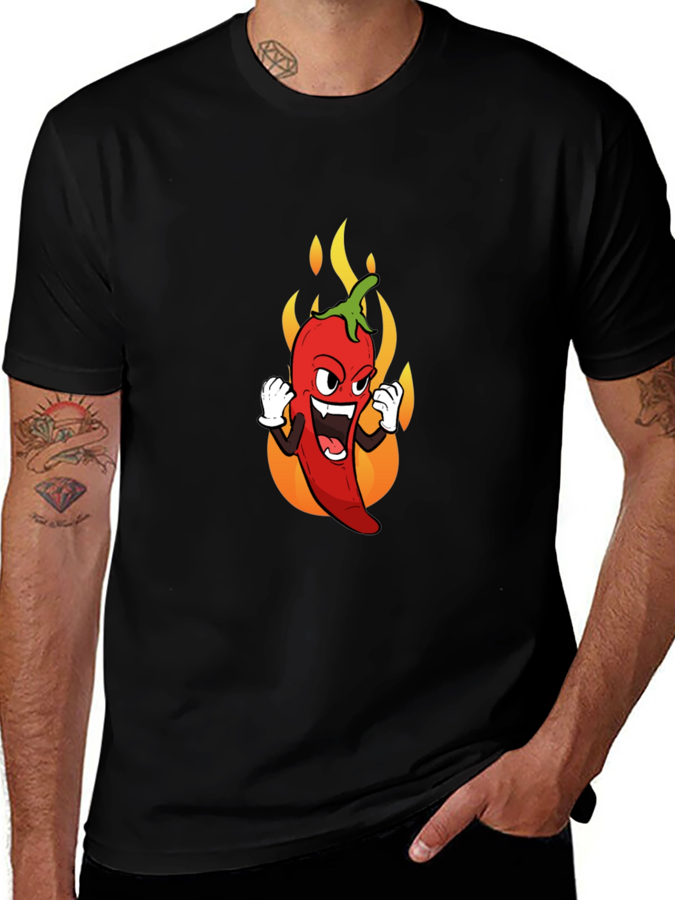Variant 27 of Spicy Pepper Graphic Tee - Bold Black T-Shirt