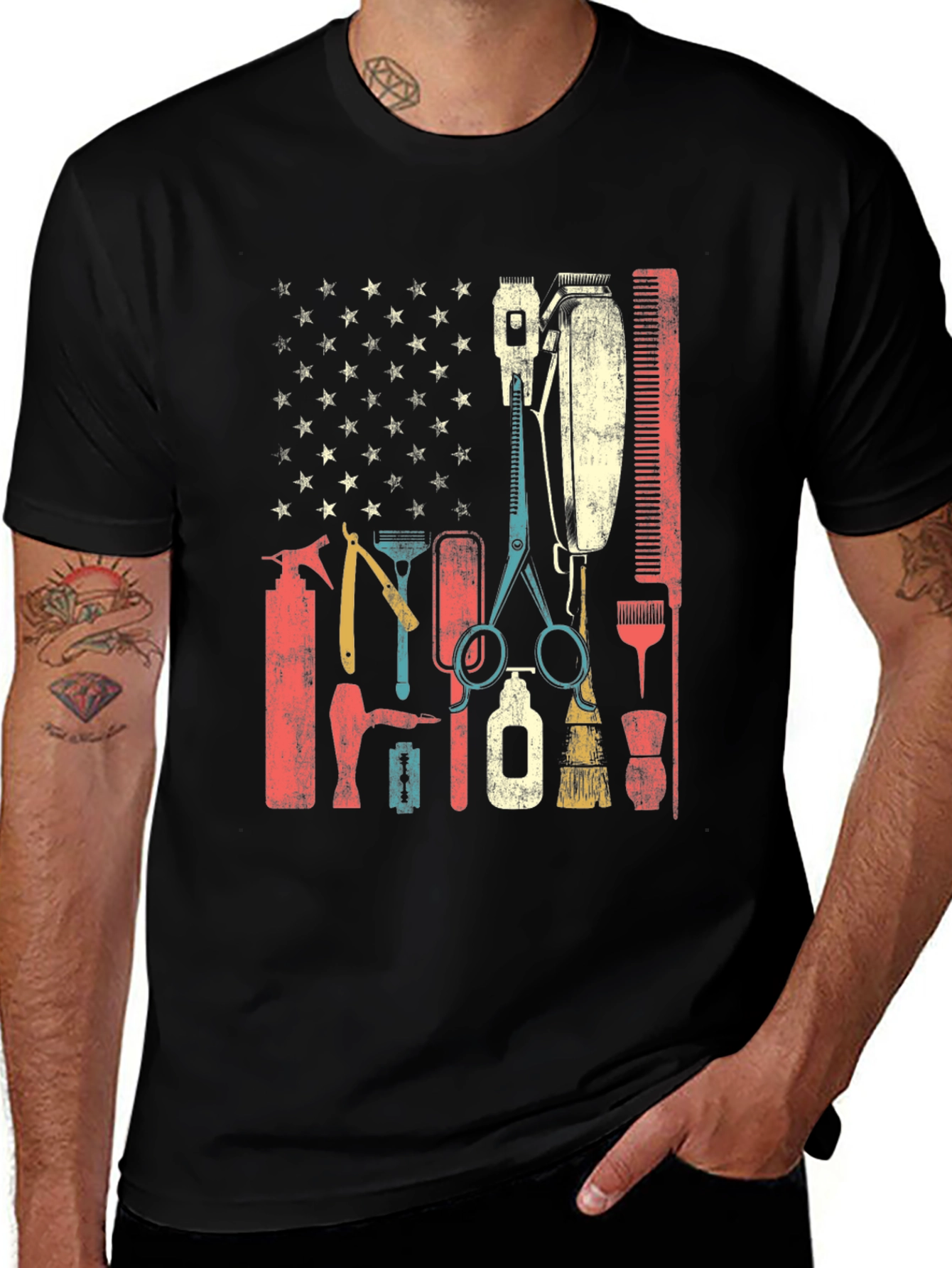 Variant 24 of Barber Tool American Flag Graphic T-Shirt