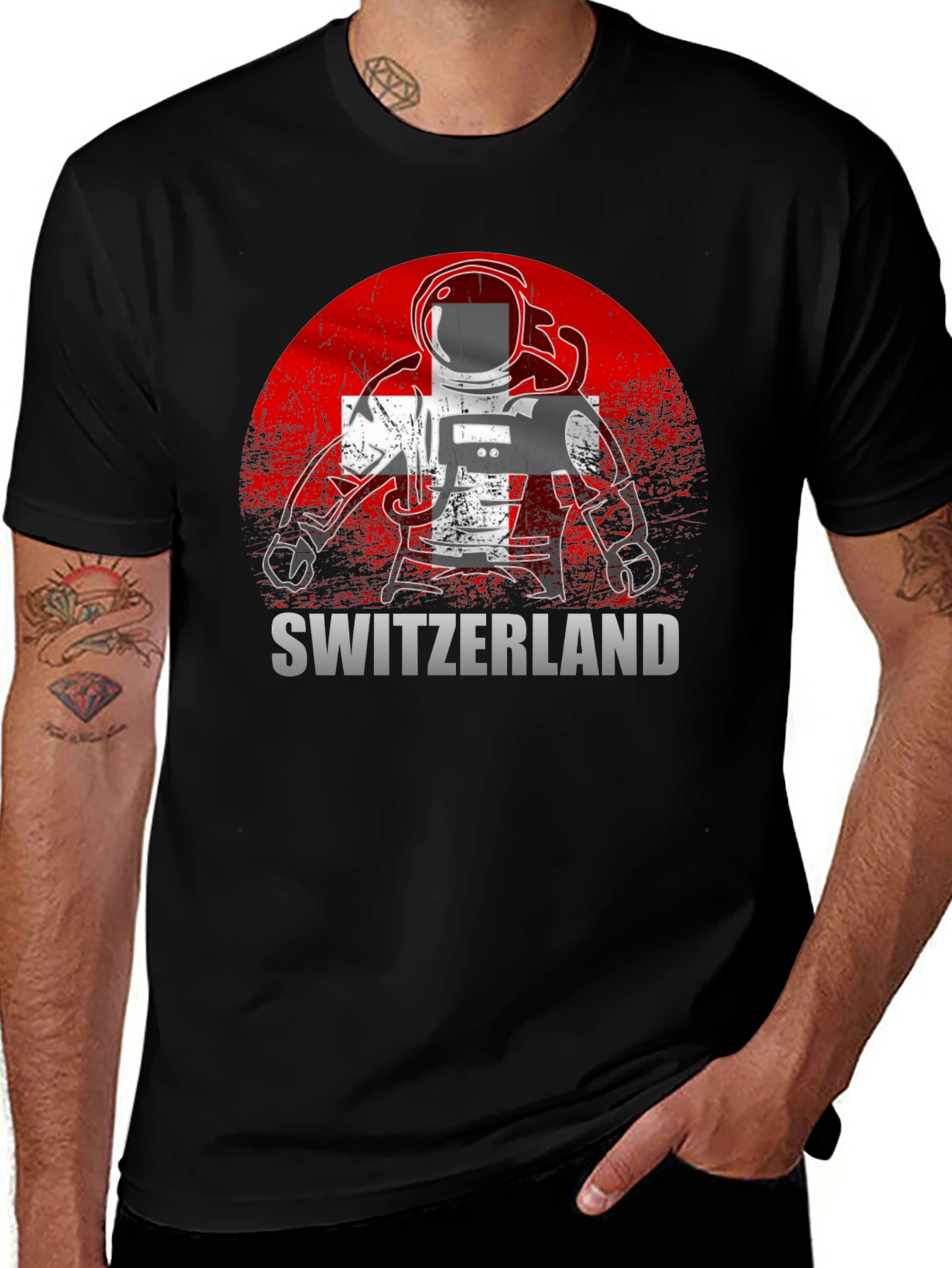 Variant 6 of Switzerland Astronaut Graphic Tee