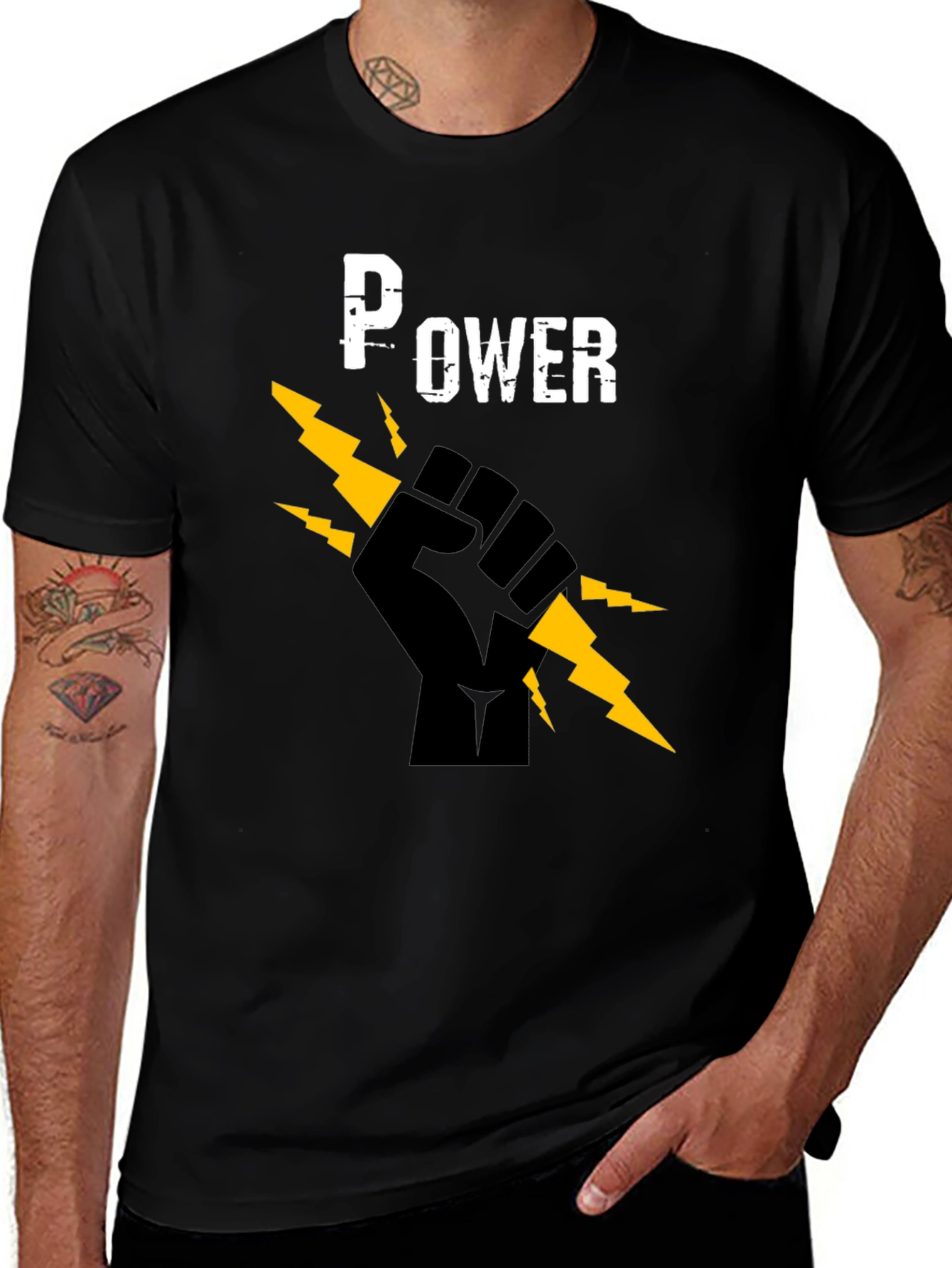 Variant 6 of Power Fist Graphic Tee - Black Cotton T-Shirt