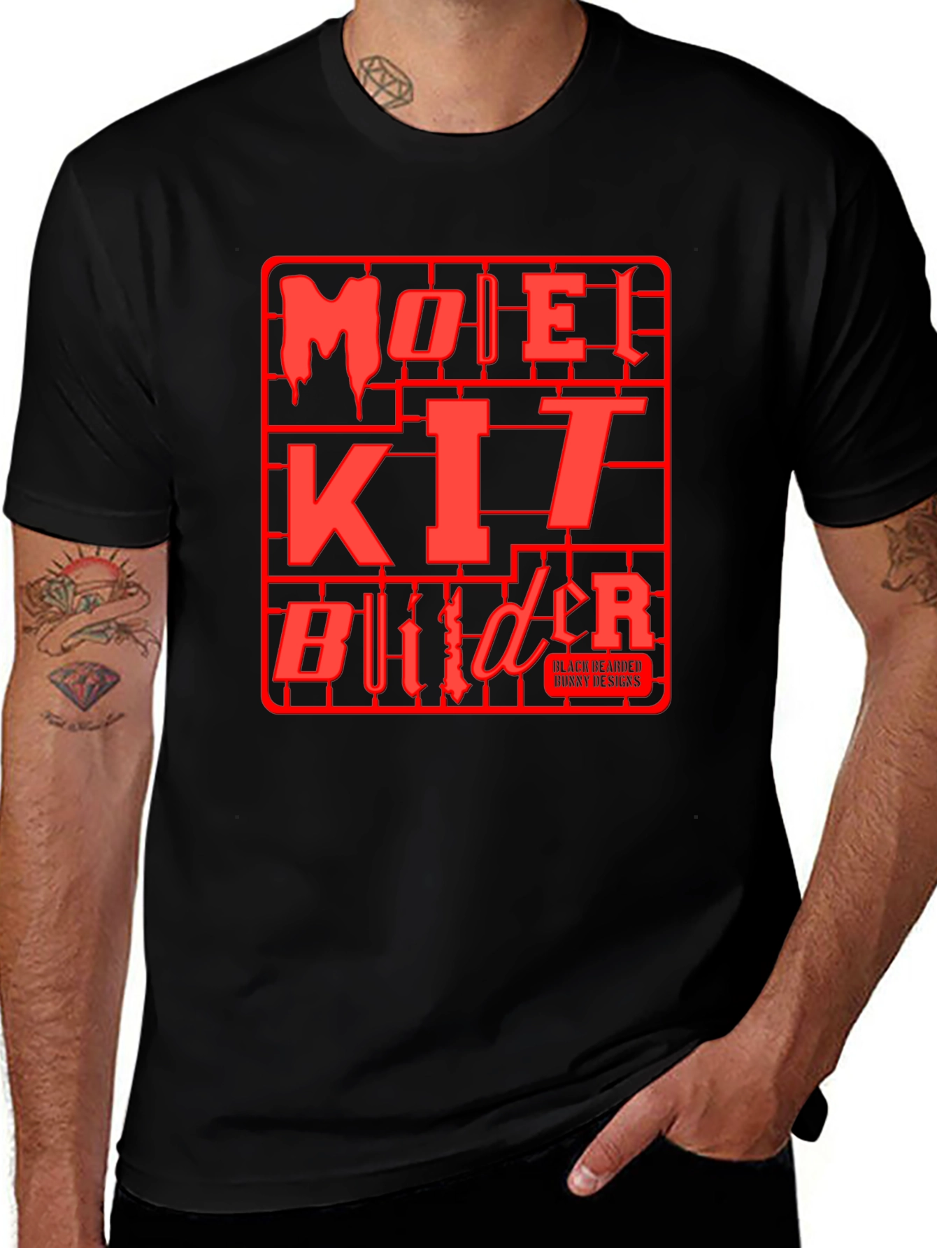 Model Kit Builder T-Shirt - Black, Red Graphic Tee