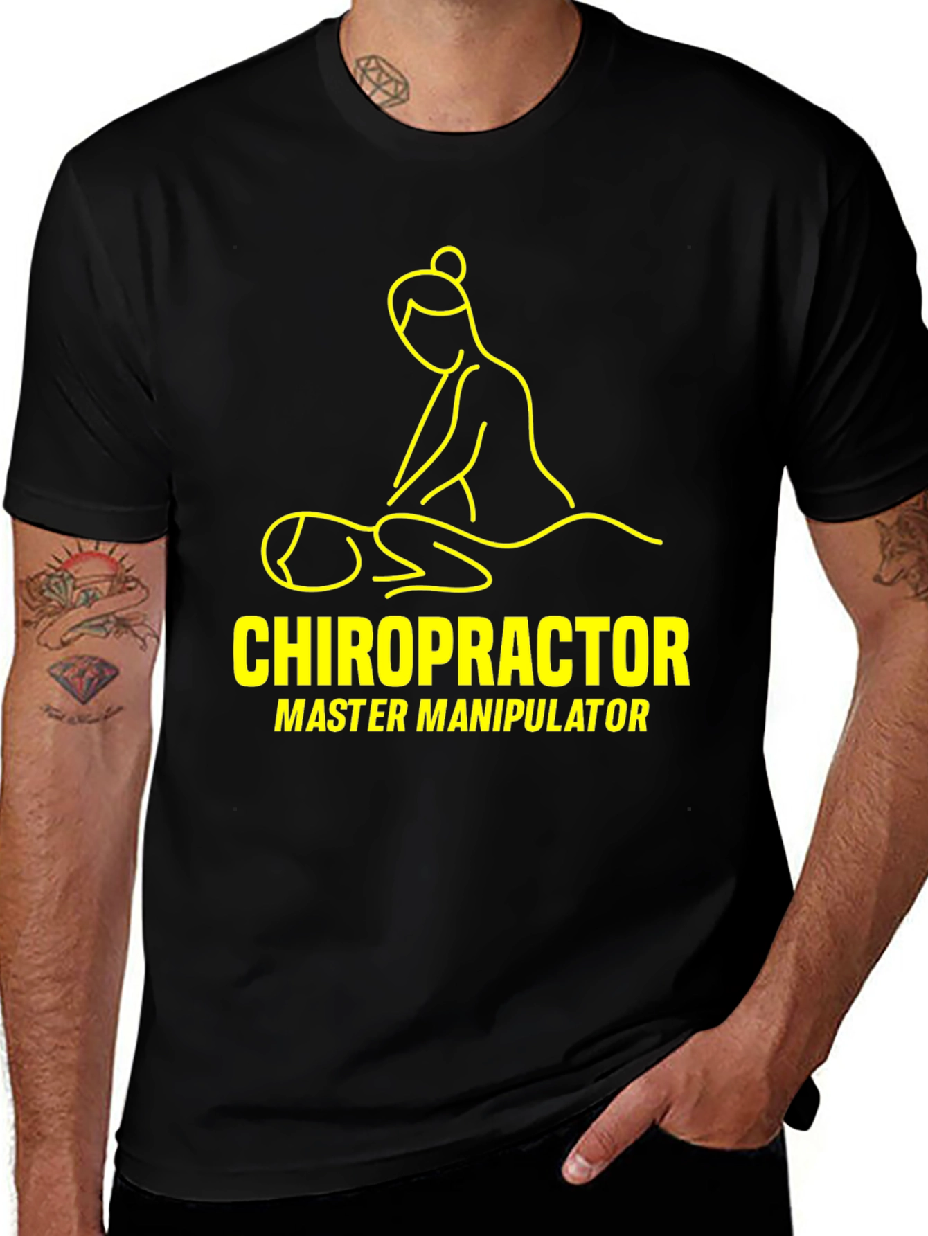 Variant 12 of Chiropractor Master Manipulator Black T-Shirt