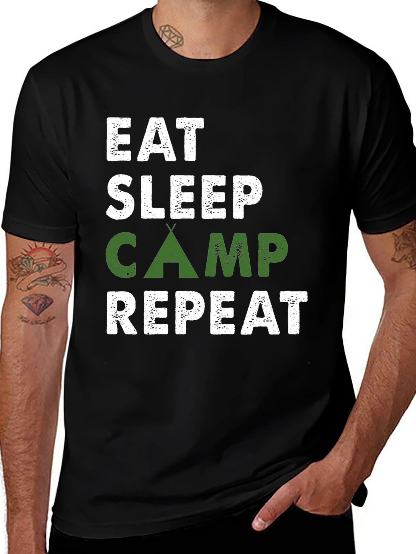 Eat Sleep Camp Repeat Graphic Tee