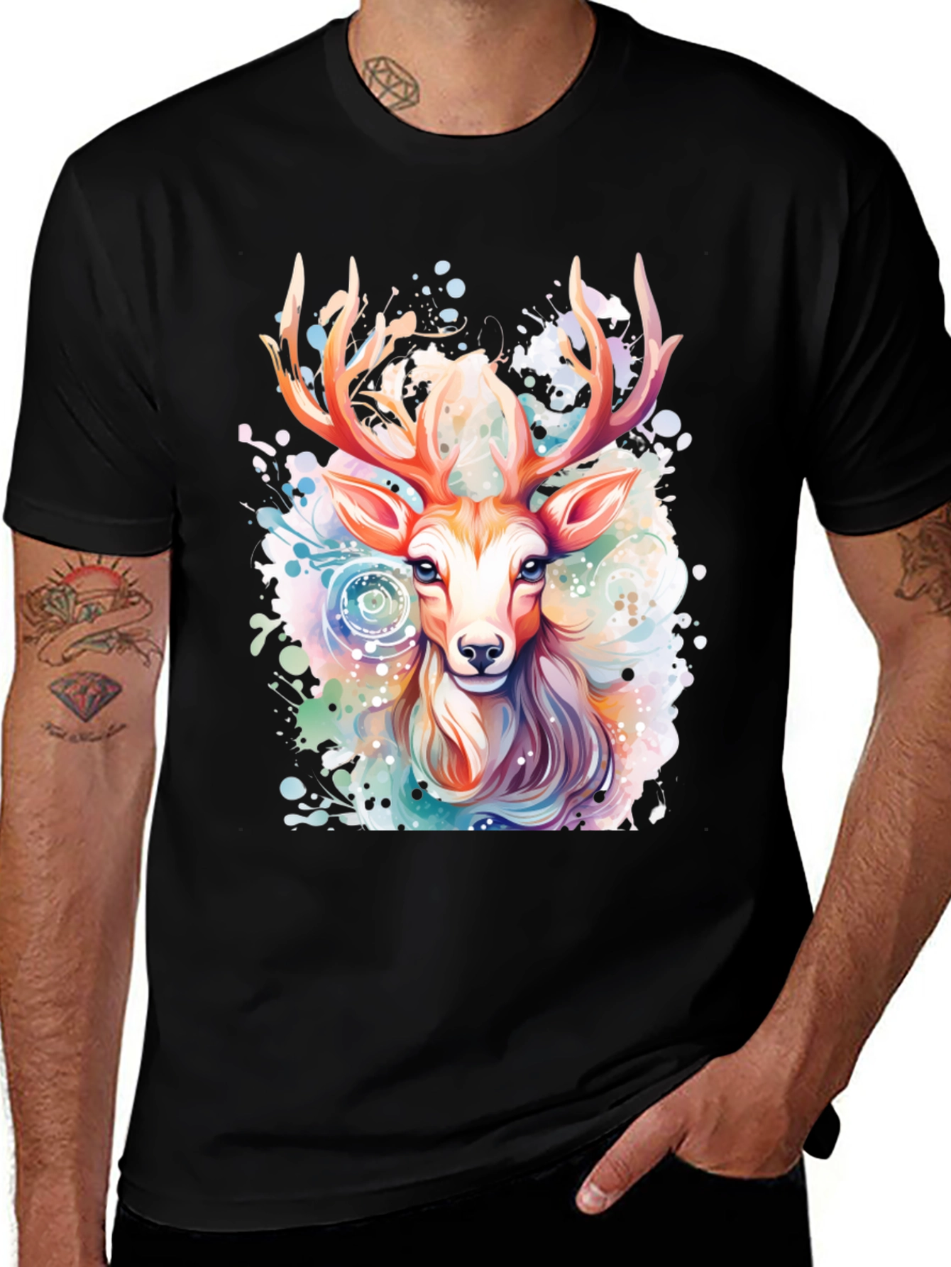 Variant 21 of Watercolor Deer Graphic T-Shirt - Stylish Animal Print Tee