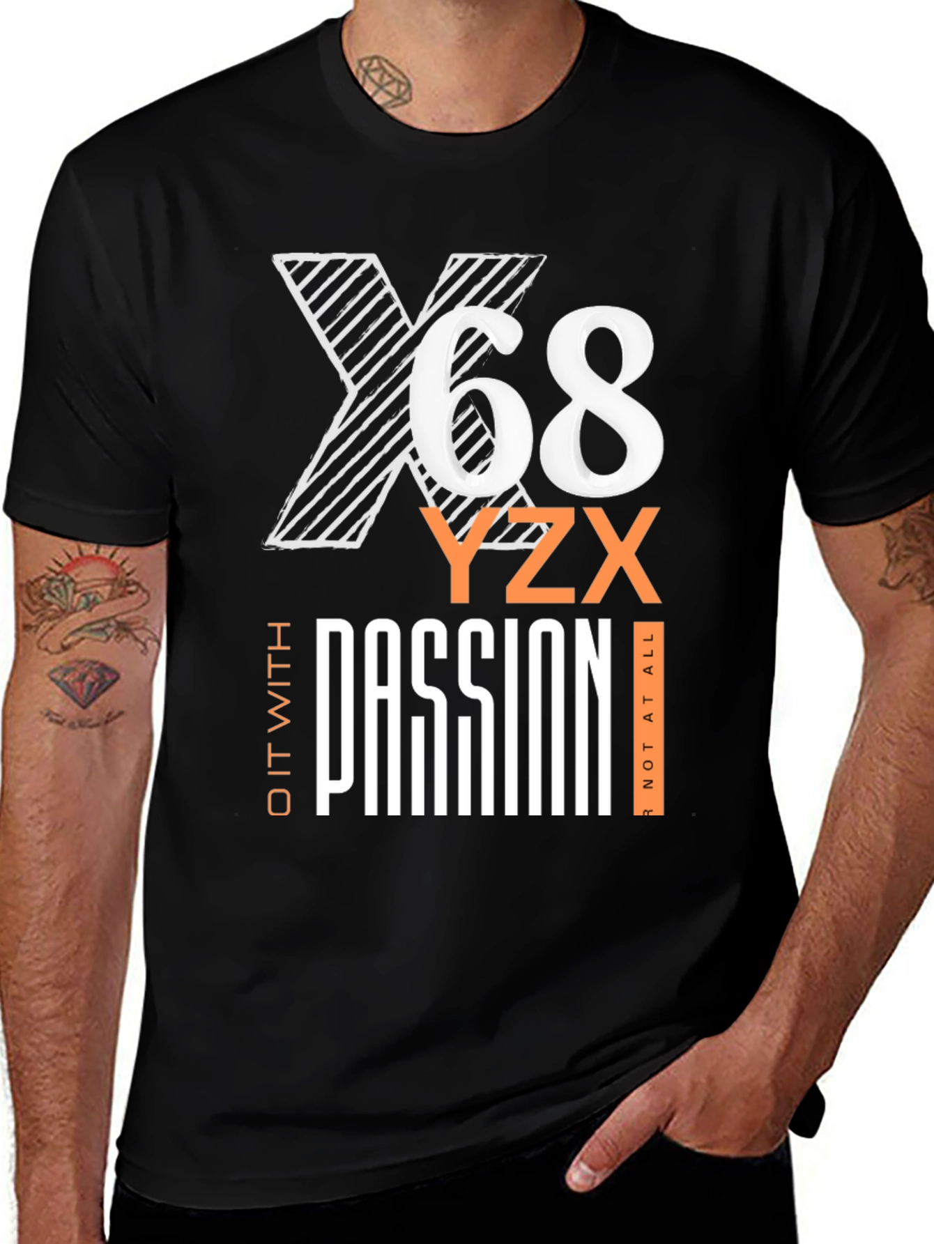 Variant 11 of Men's Black Graphic T-Shirt - X68 Passion Tee