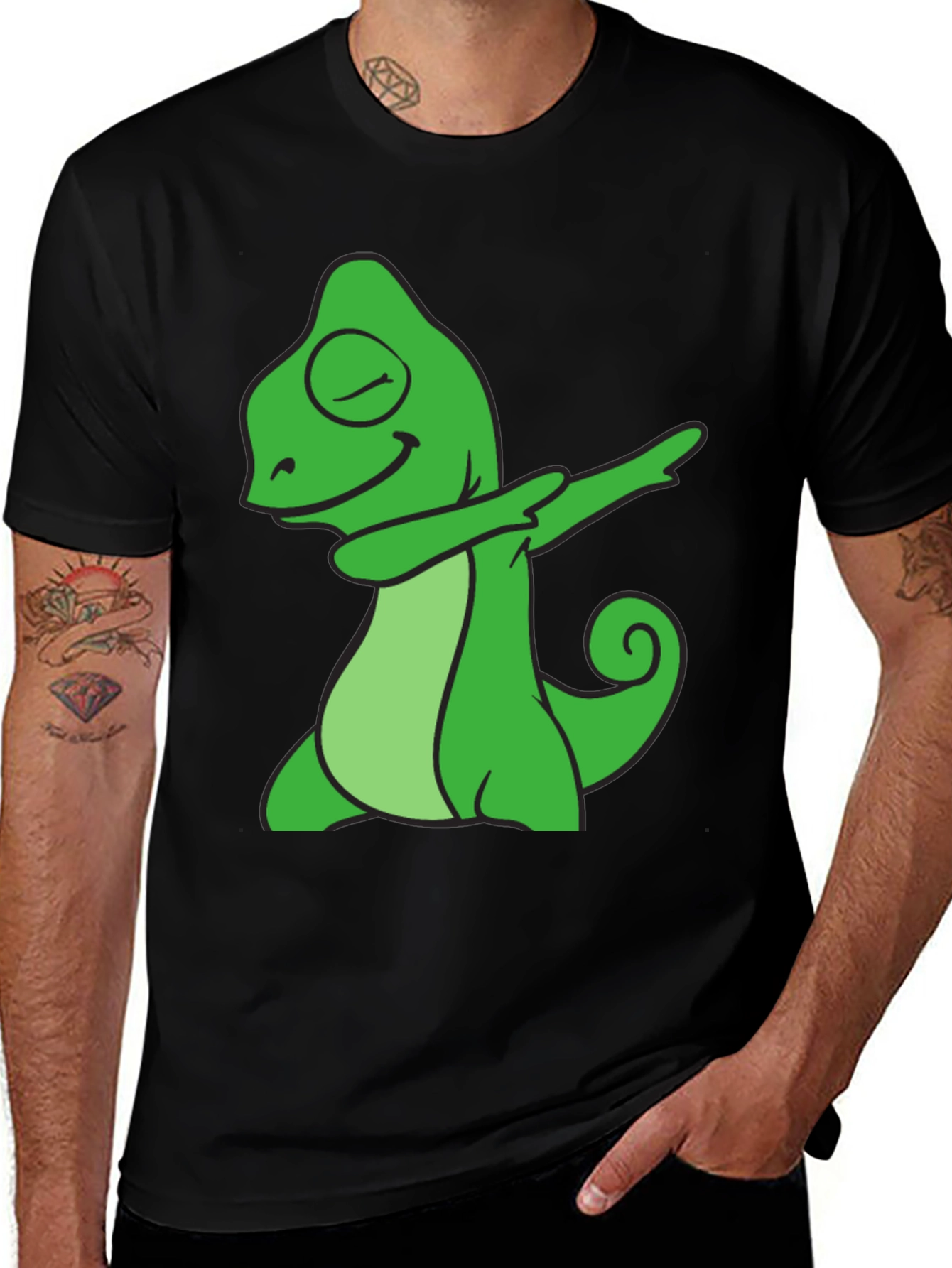 Variant 13 of Dabbing Chameleon Graphic Tee - Cool Animal T-Shirt