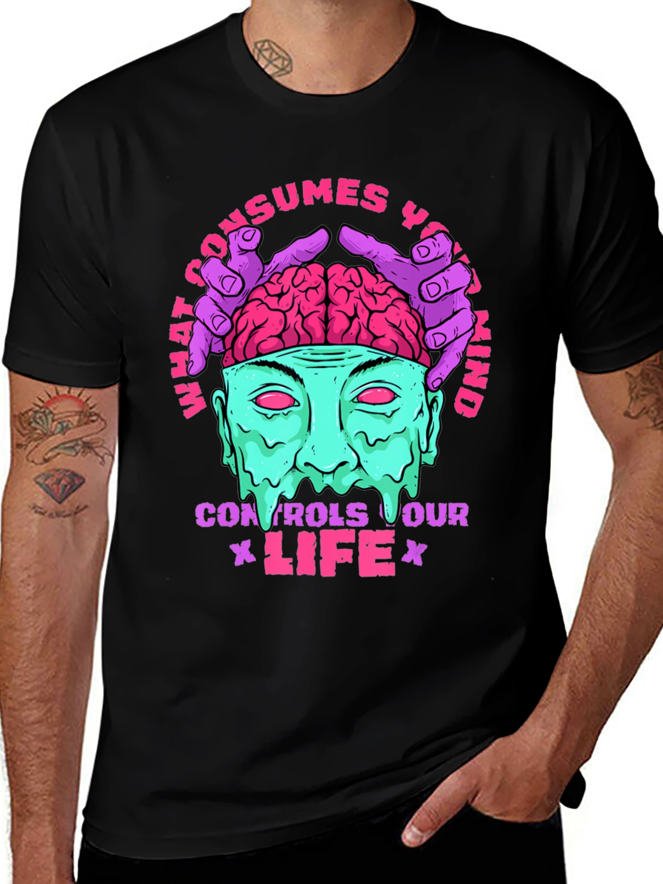 Variant 12 of Brain Controls Life Graphic Tee - Black