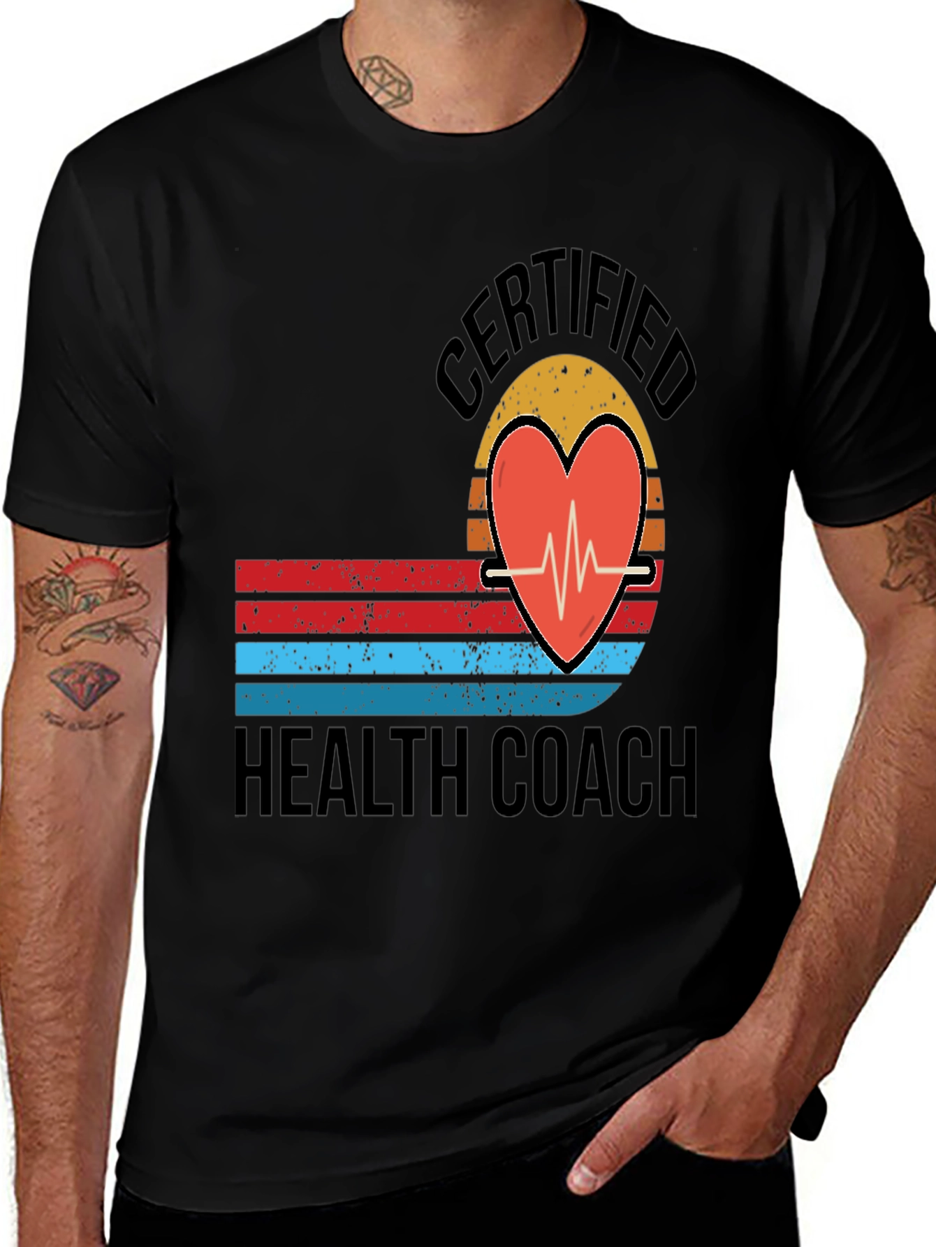 Variant 29 of Certified Health Coach T-Shirt - Retro Heart Design