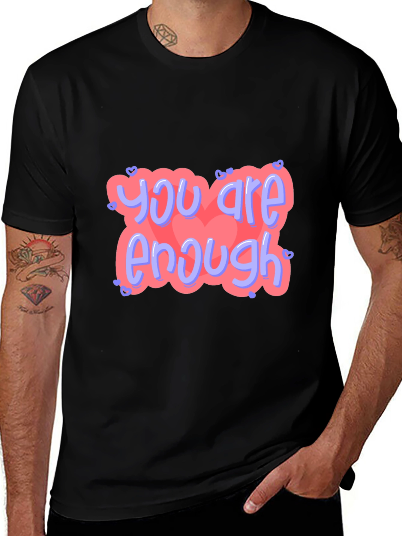 Variant 27 of You are Enough Graphic Tee - Black Cotton Comfort