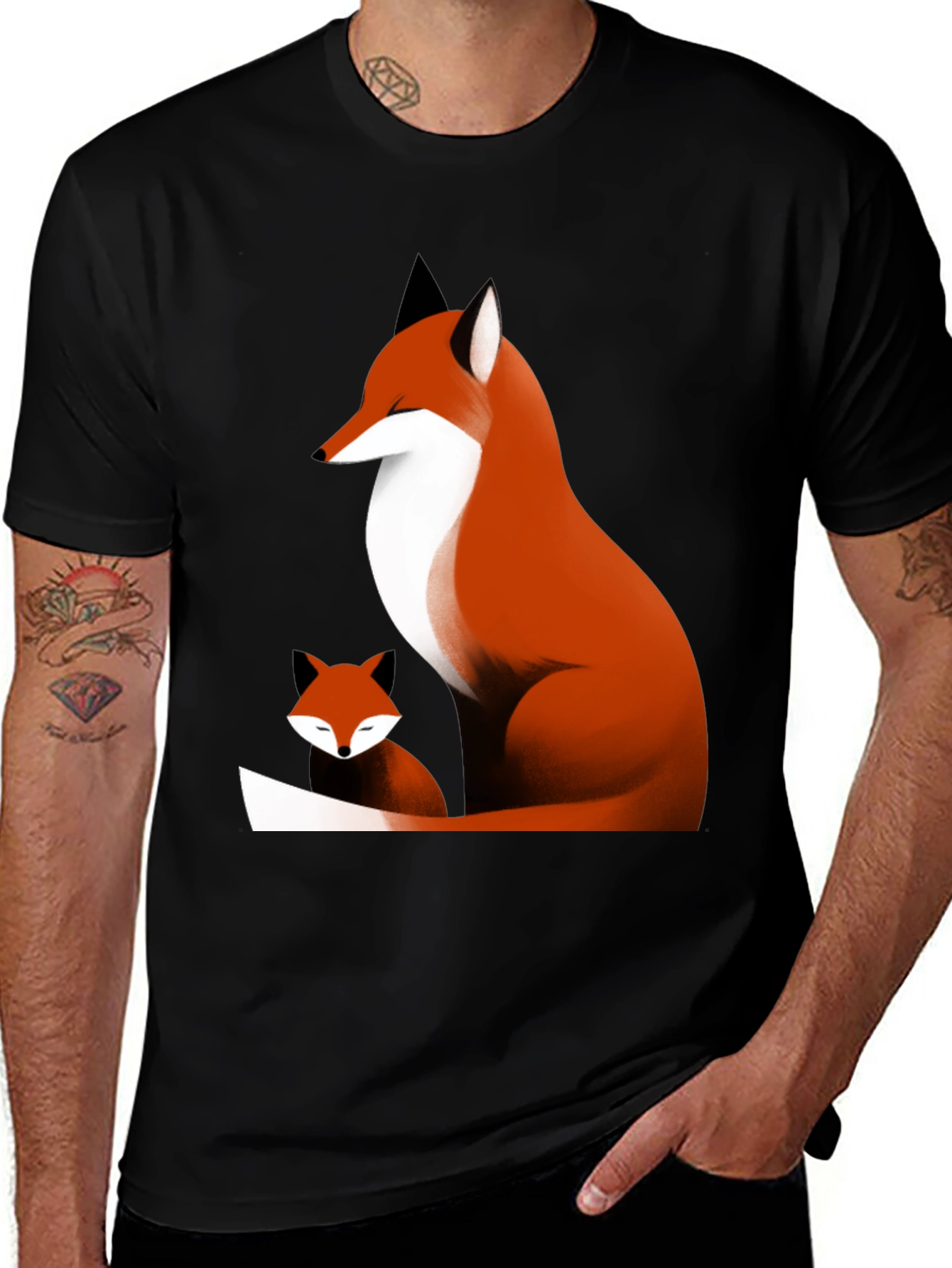 Fox Graphic Tee - Stylish Black Cotton Shirt