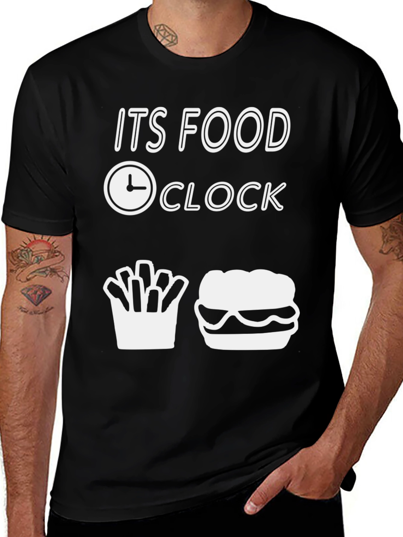 Variant 24 of Food Clock T-Shirt: Burger & Fries Time!