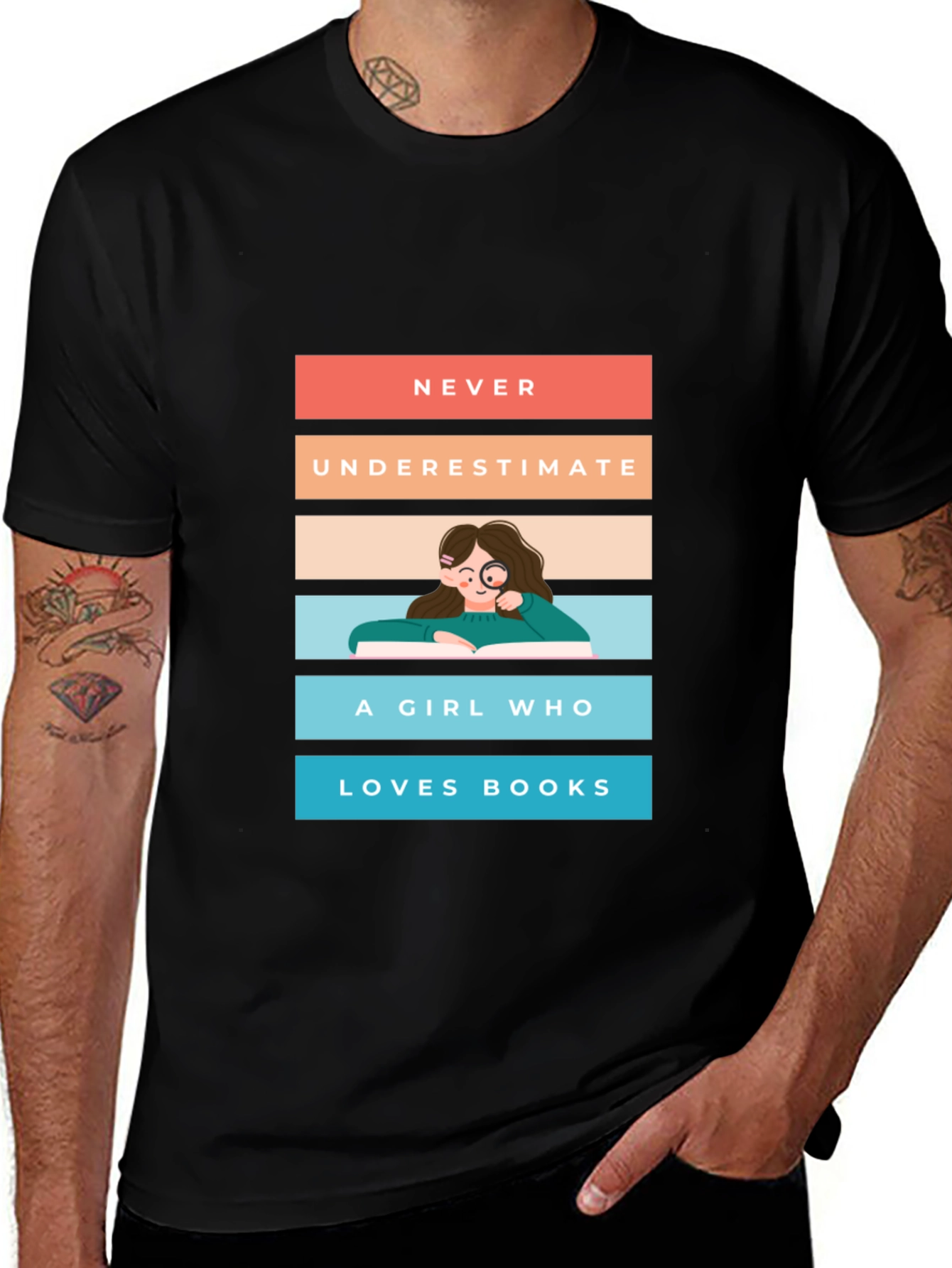 Variant 20 of Never Underestimate A Girl Who Loves Books T-Shirt