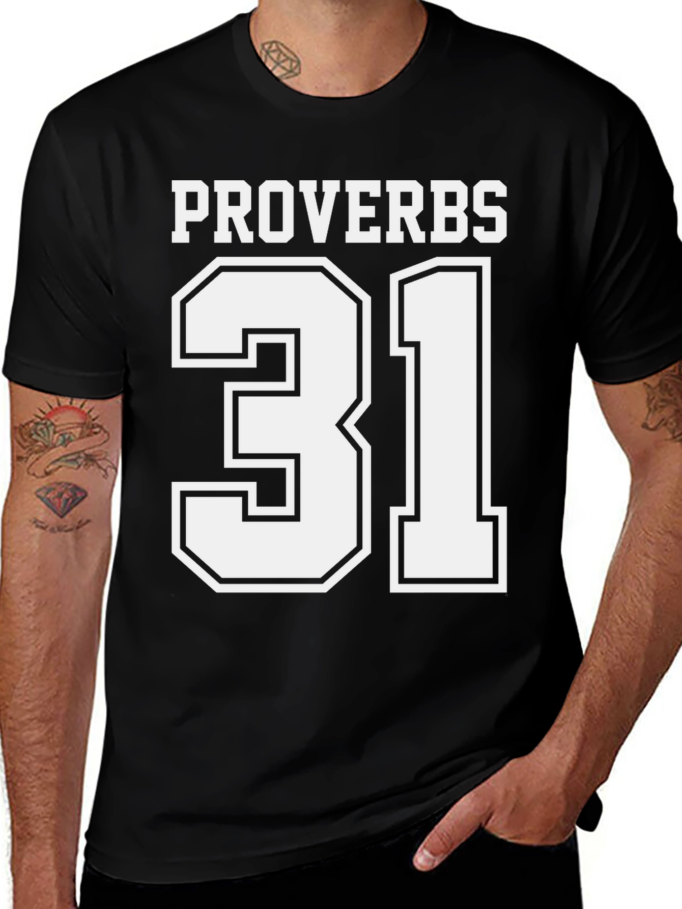 Proverbs 31 Black T-Shirt Christian Gift