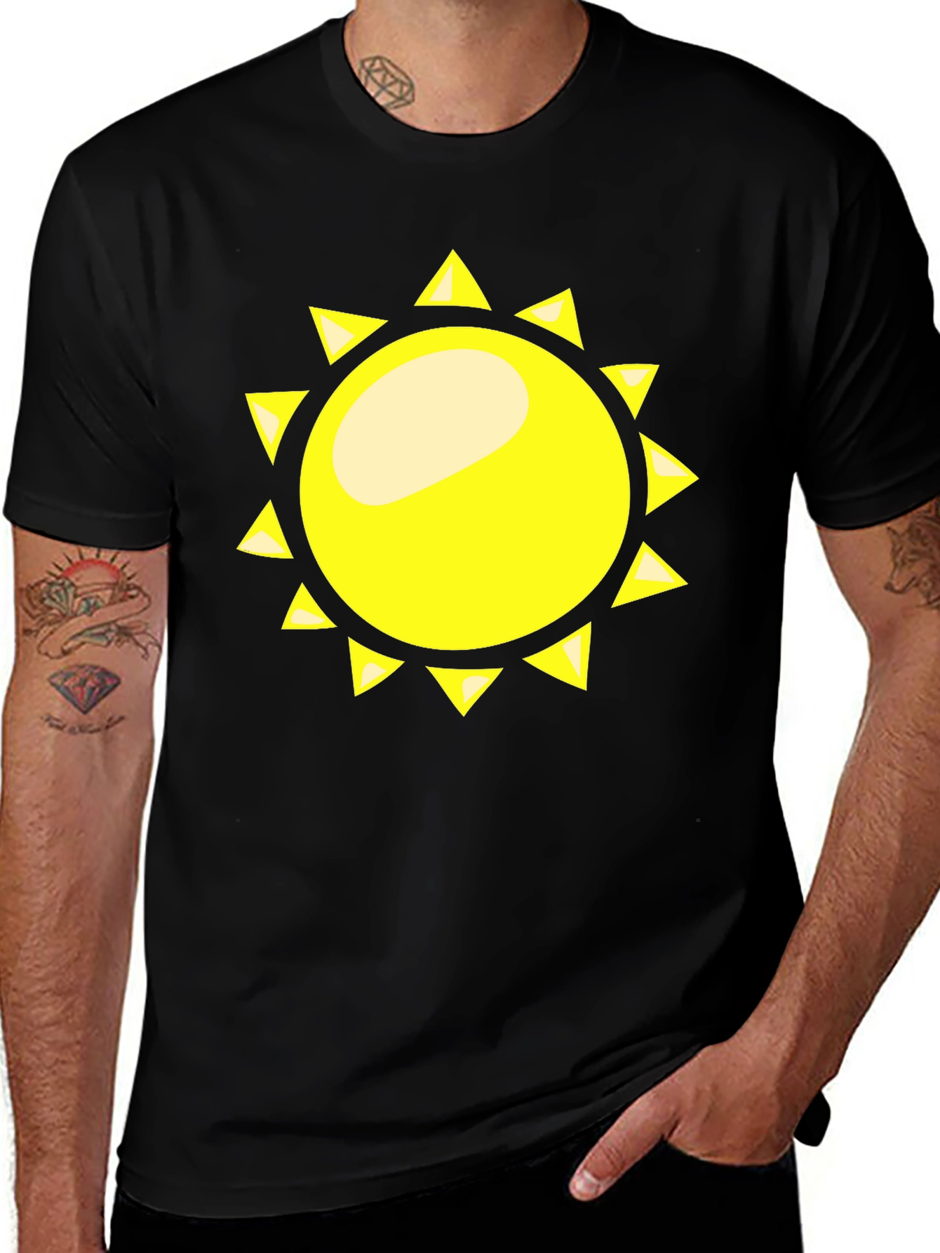 Sunny Graphic Tee - Black Cotton T-Shirt