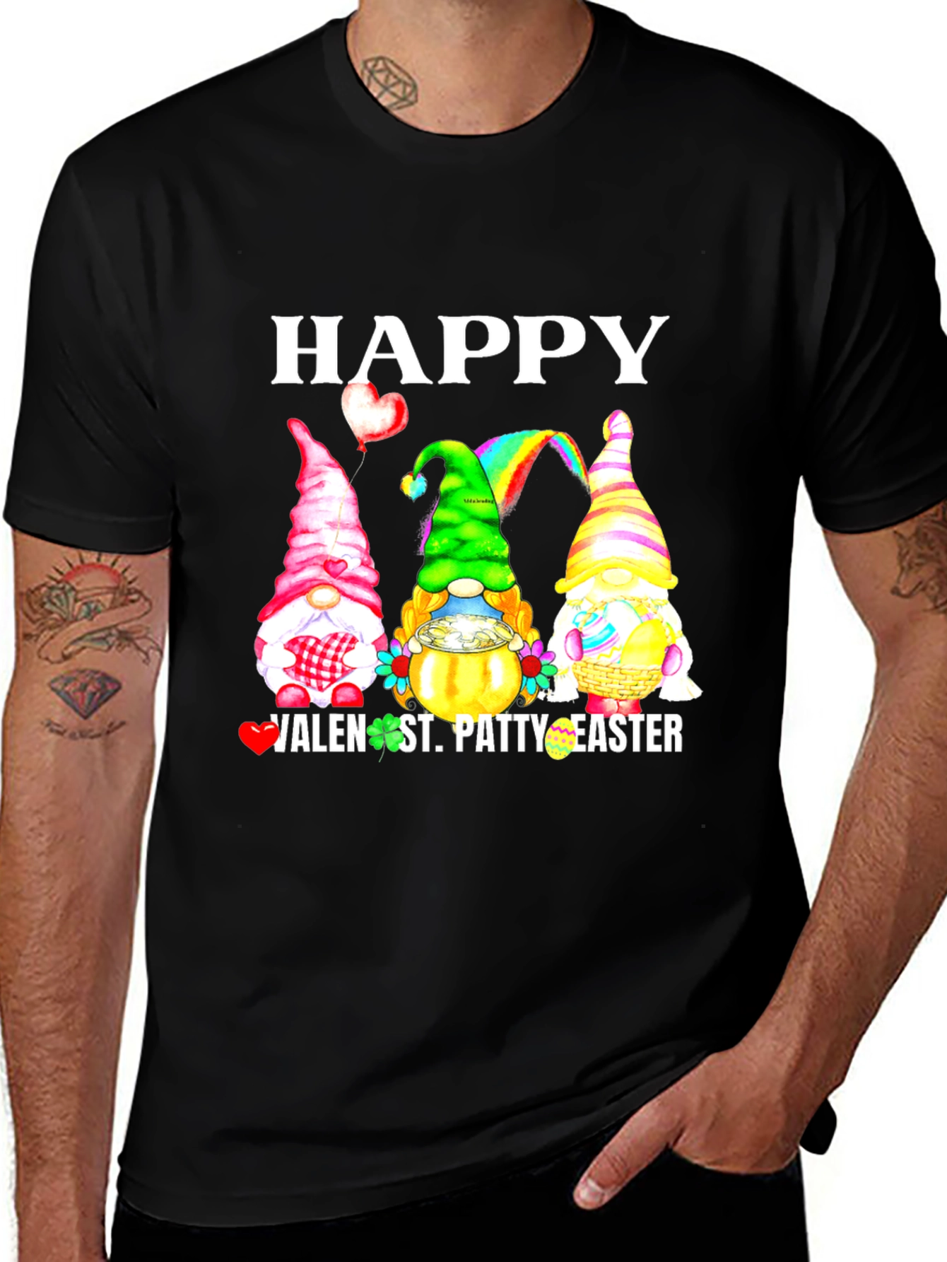 Variant 20 of Happy Valen-St. Patty-Easter Gnomes T-Shirt