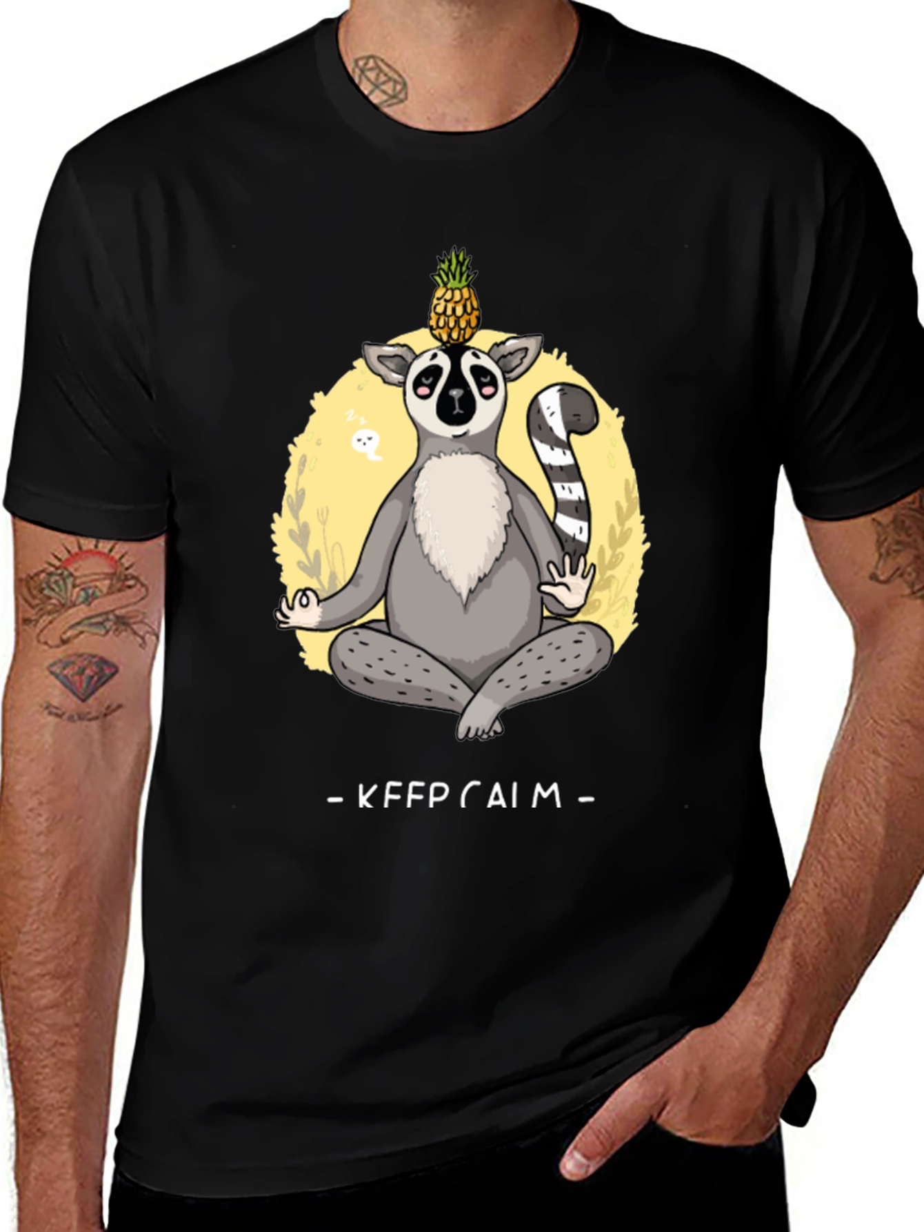 Keep Calm Lemur T-Shirt Yoga Pineapple