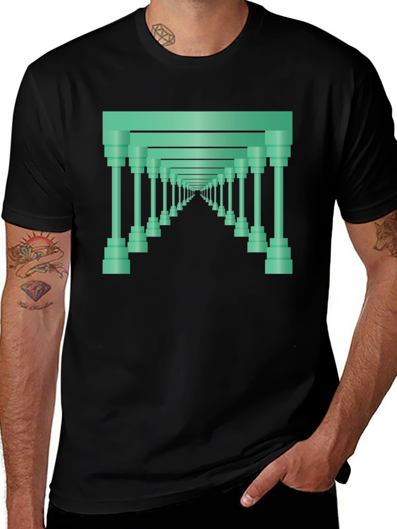 Variant 13 of Optical Illusion T-Shirt: Endless Columns