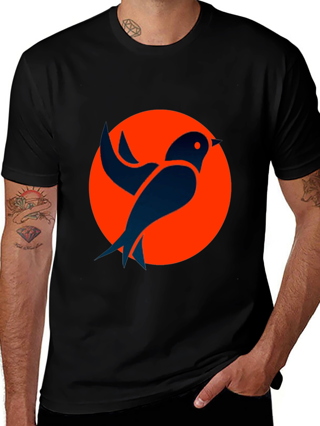 Variant 9 of Stylish Bird Graphic Black T-Shirt
