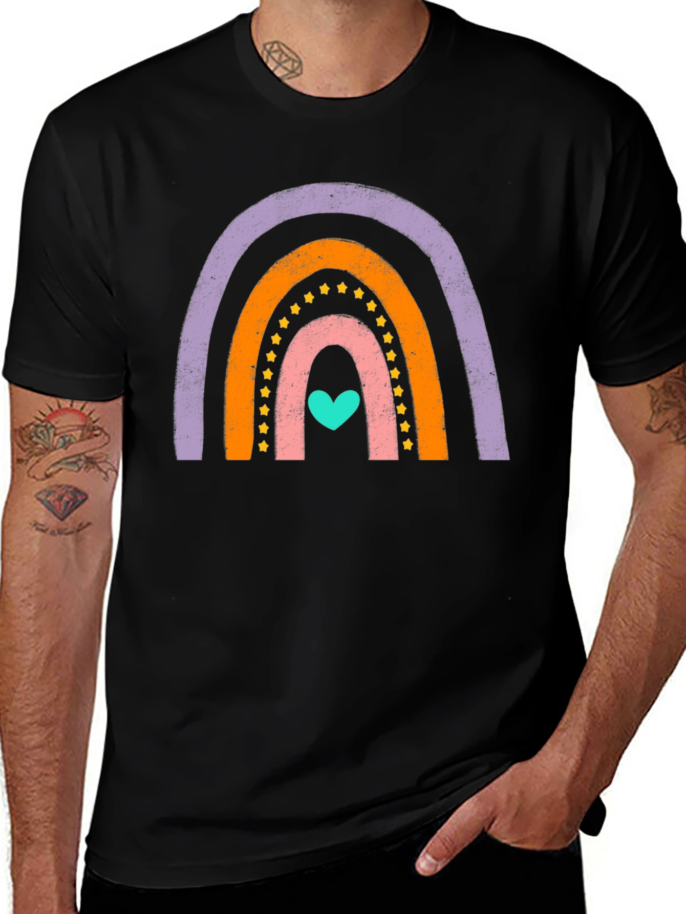 Variant 17 of Rainbow Heart Graphic Tee - Soft Cotton Blend