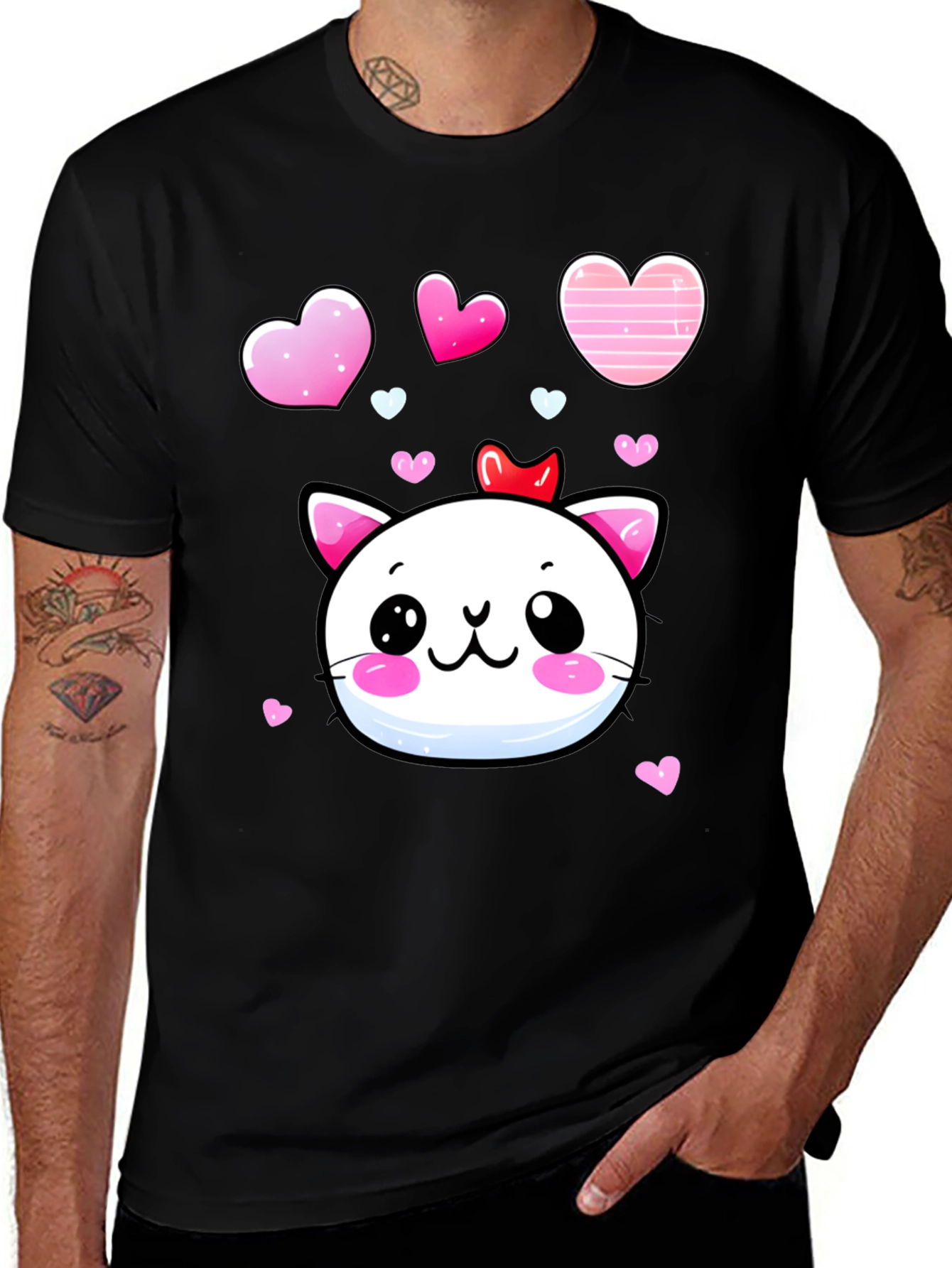 Variant 15 of Kawaii Cat Heart T-Shirt - Adorable Valentine's Tee