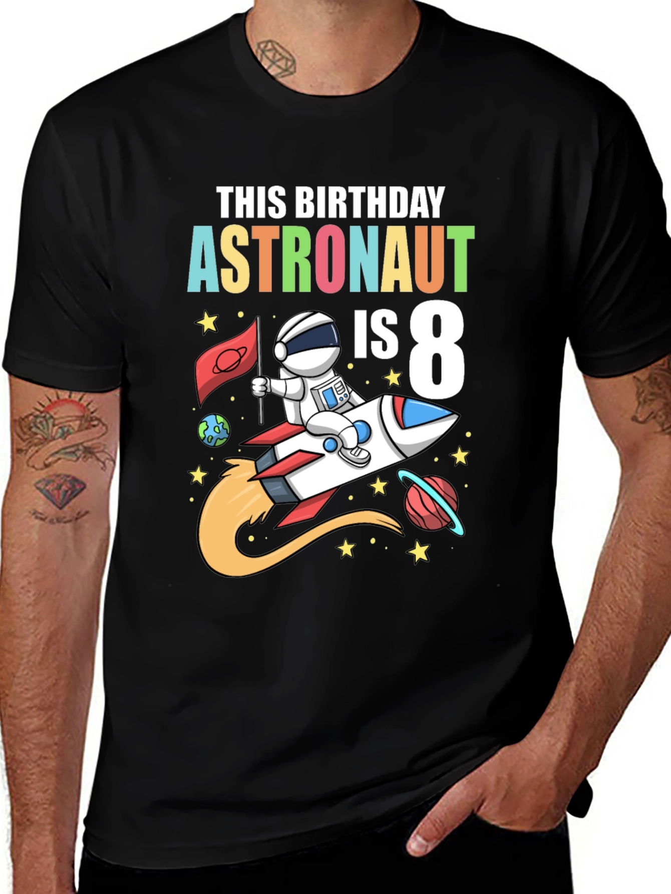 Variant 11 of Astronaut Birthday T-Shirt - "IS 8" Design