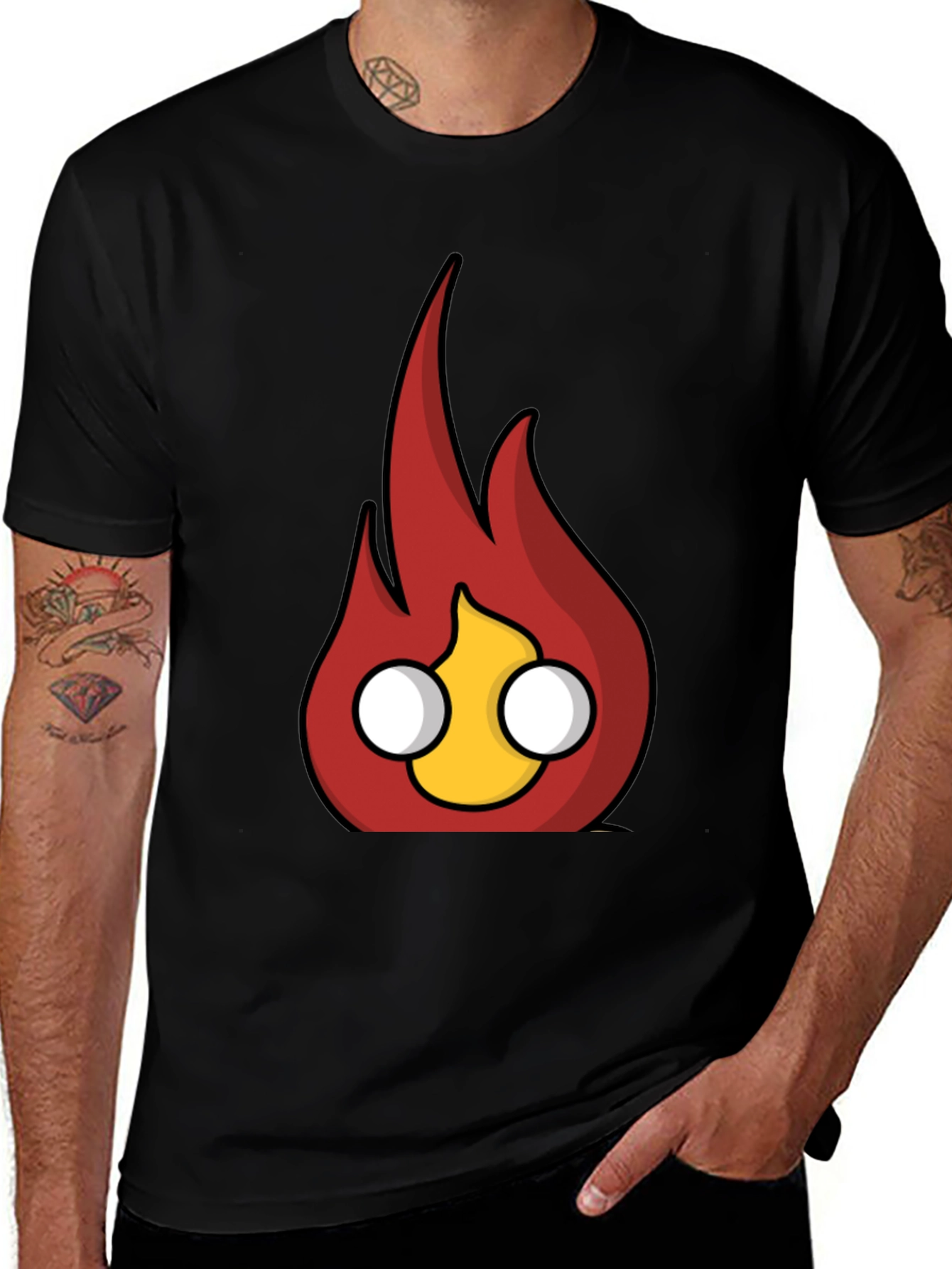 Variant 9 of Flame Character Graphic Black T-Shirt