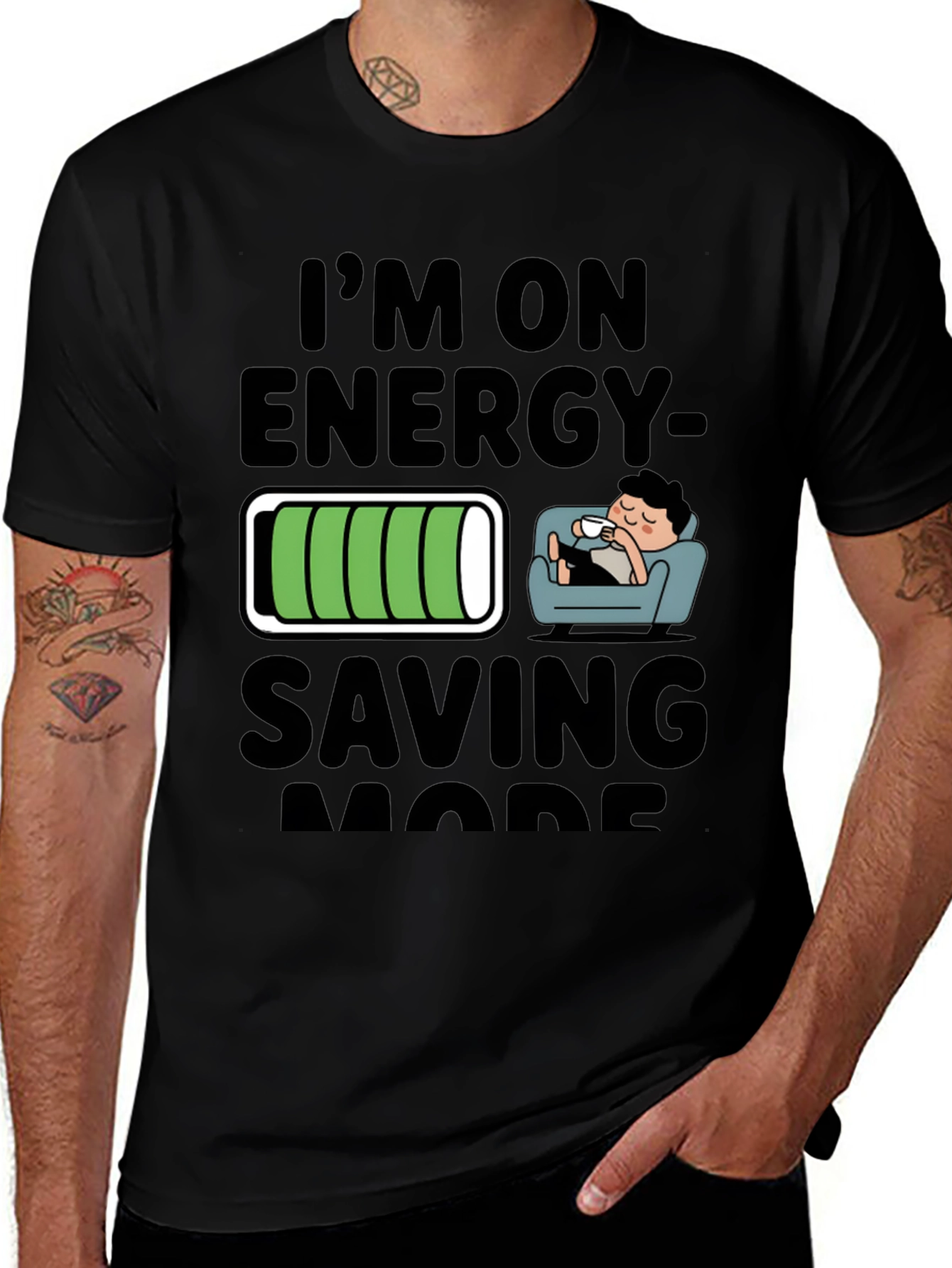Variant 22 of Energy Saving Mode Black T-Shirt