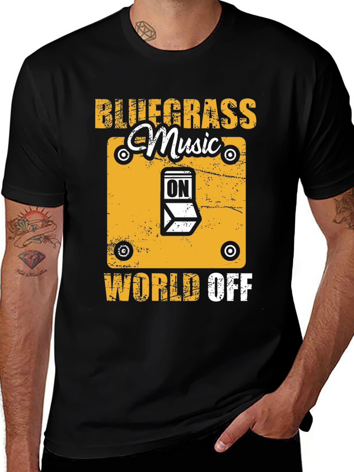 Bluegrass Music World Off Black T-Shirt