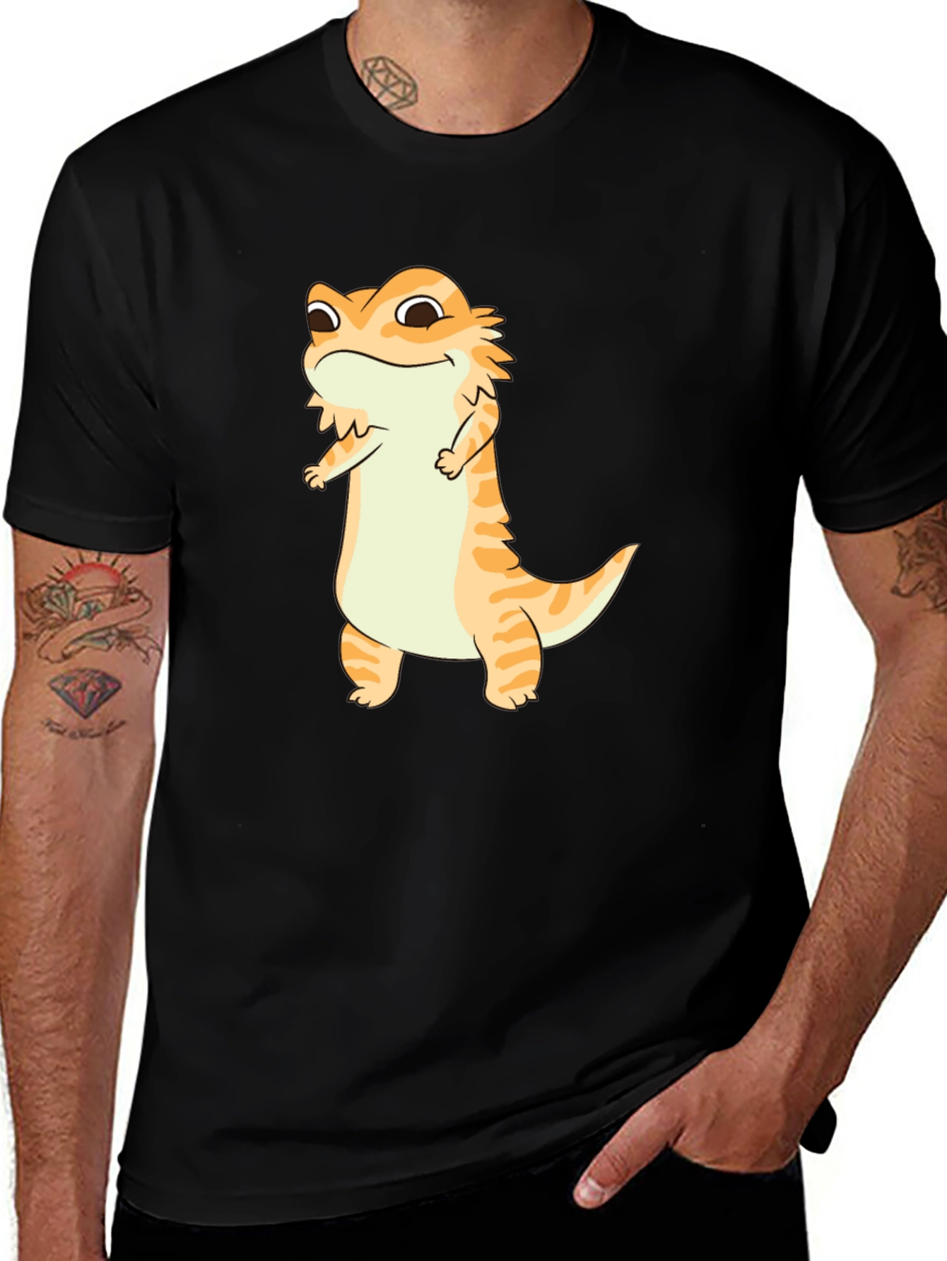 Variant 14 of Bearded Dragon Cartoon Black T-Shirt