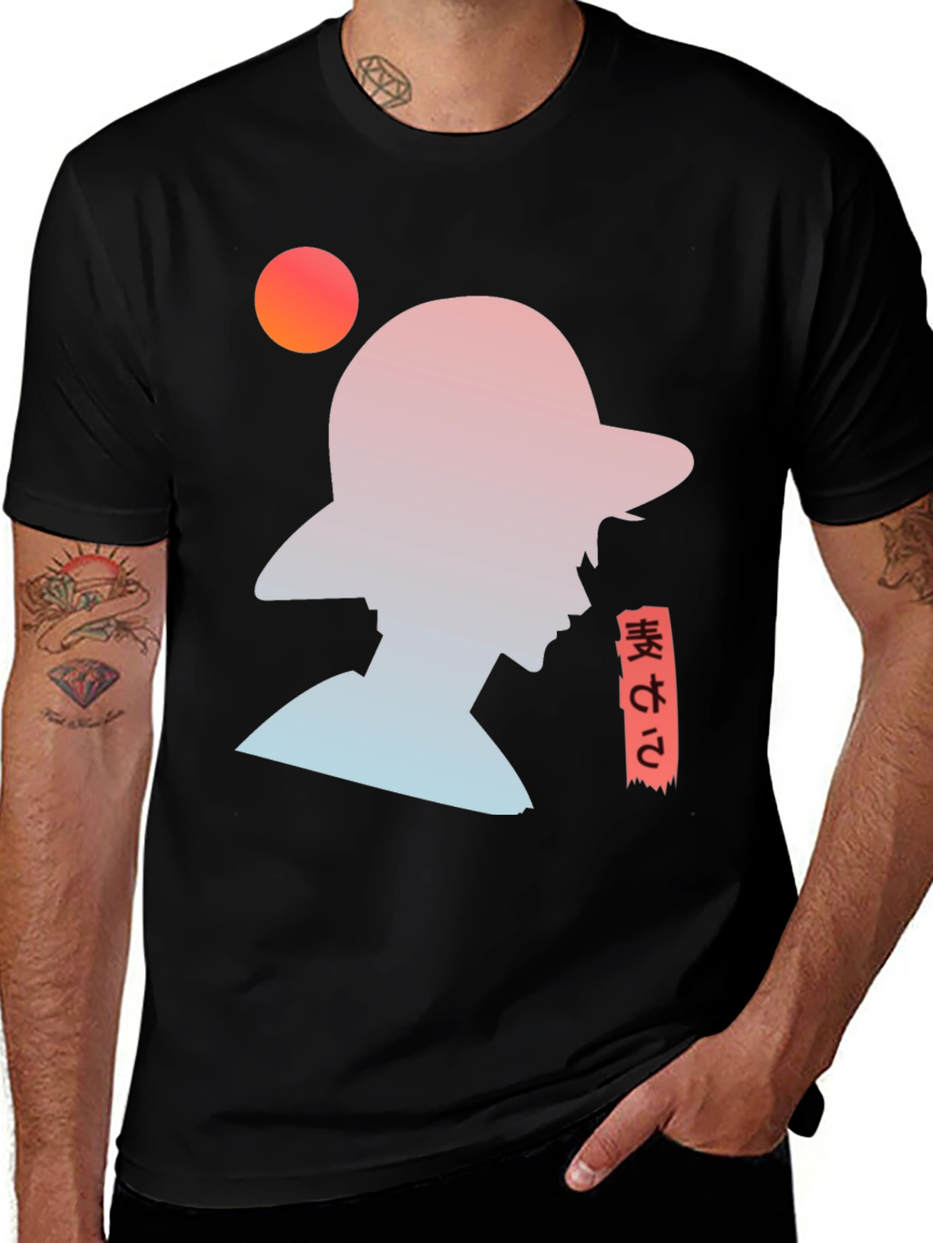 Variant 23 of Anime Silhouette Graphic T-Shirt - Trendy Black Tee
