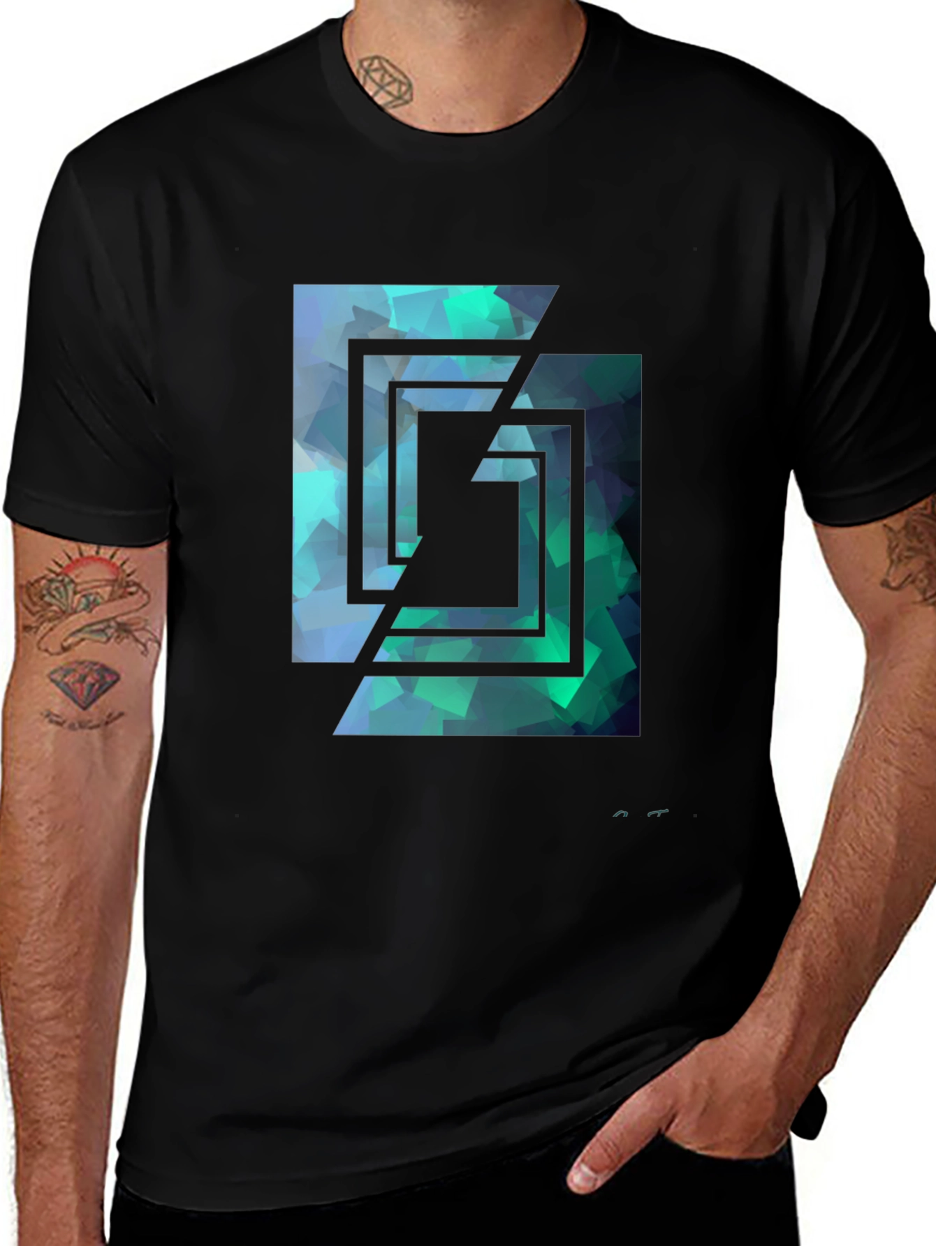 Variant 26 of Geometric Prism Black T-Shirt