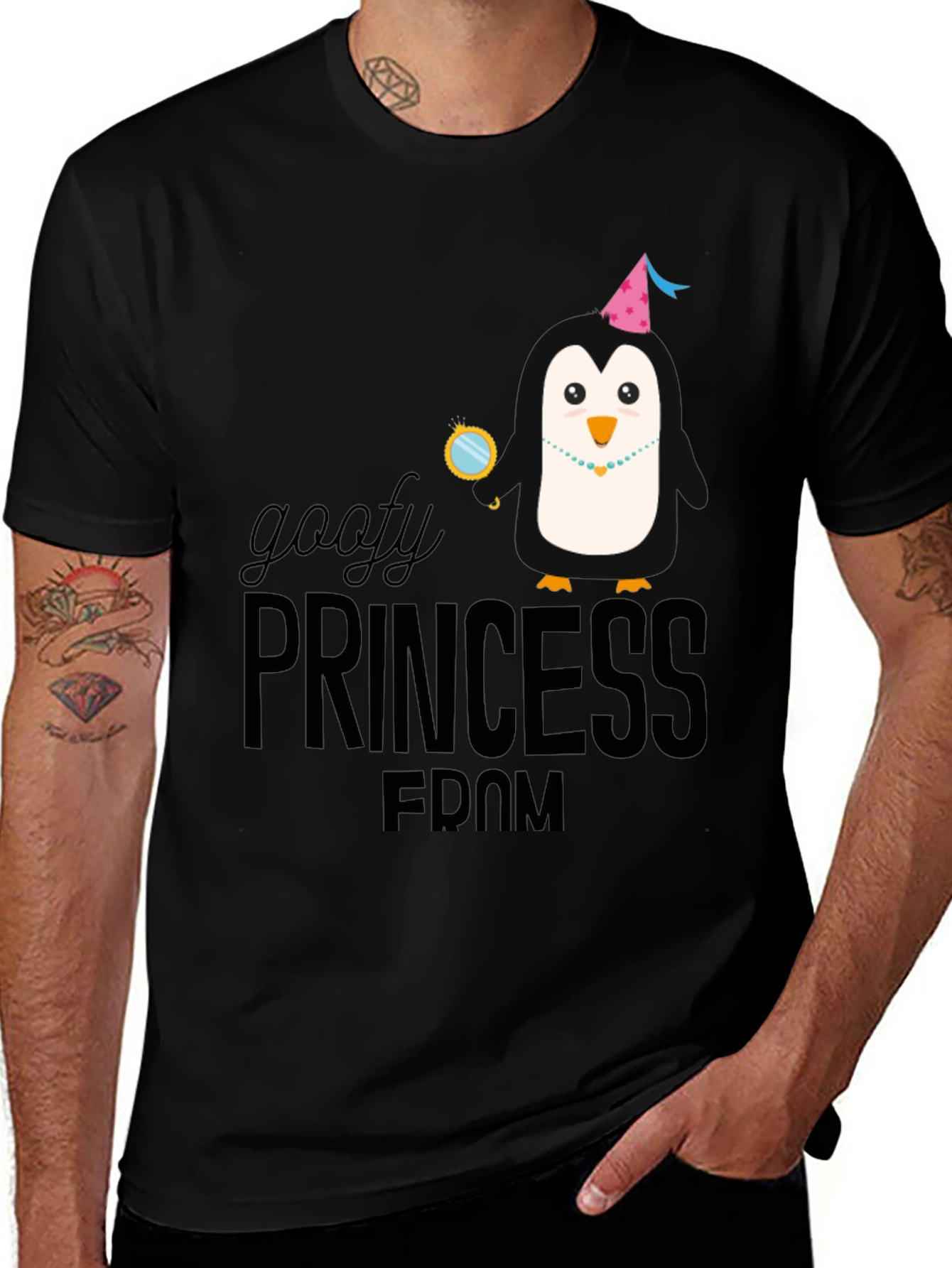 Variant 21 of Goofy Princess Penguin Black T-Shirt