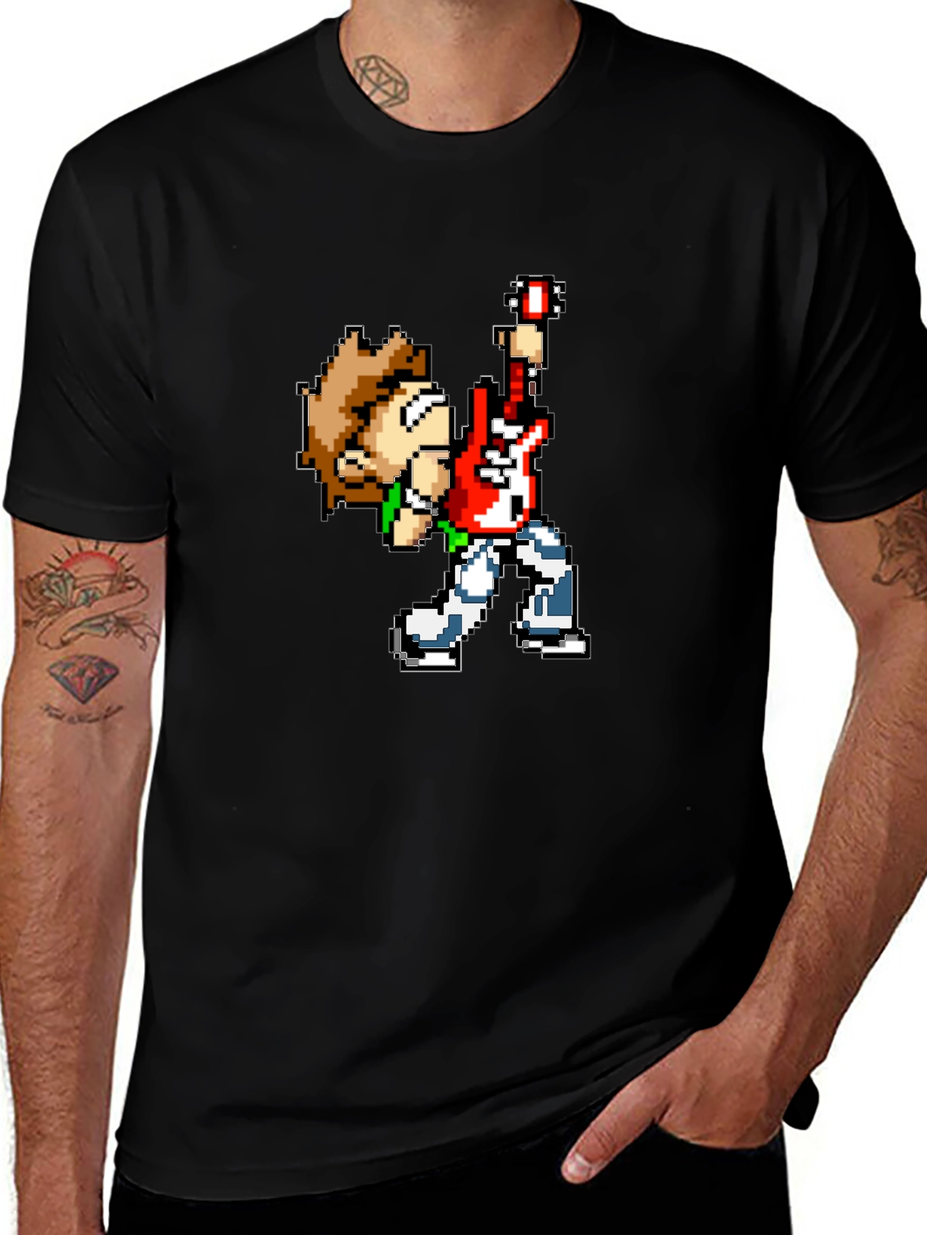 Variant 30 of Pixel Art Rocker Black T-Shirt
