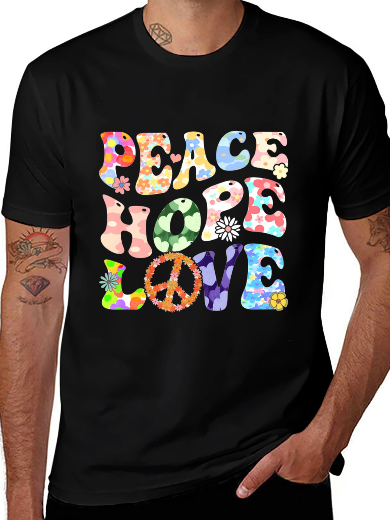 Variant 18 of Peace Hope Love Retro Graphic Tee