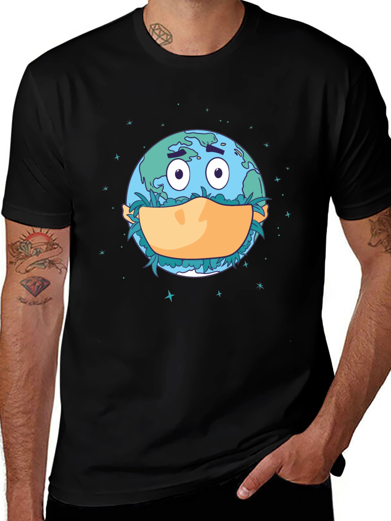 Earth Wearing Mask T-Shirt - Stay Safe