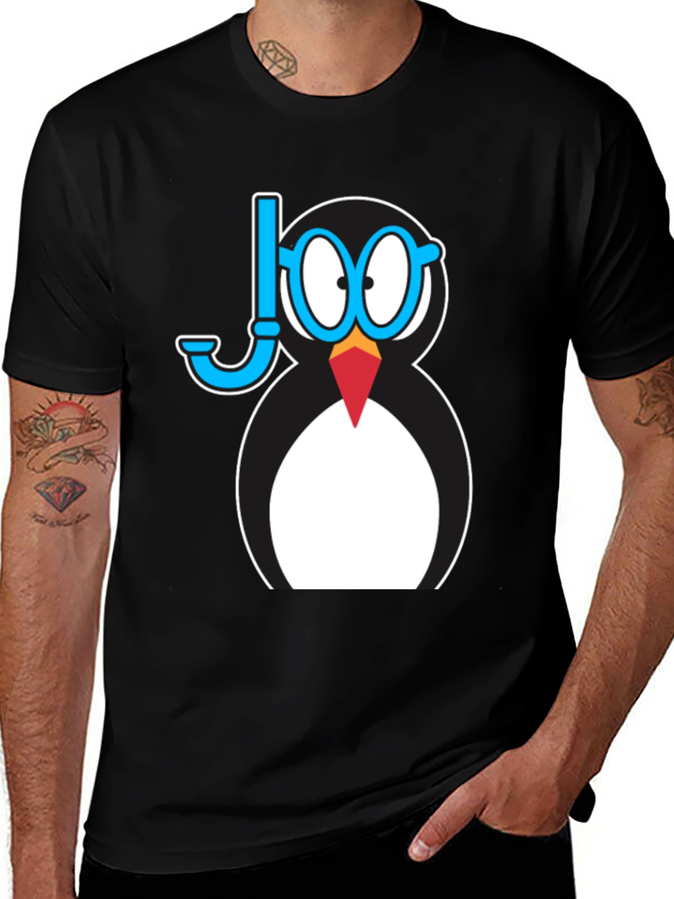 Variant 24 of Snorkeling Penguin Graphic T-Shirt - Black