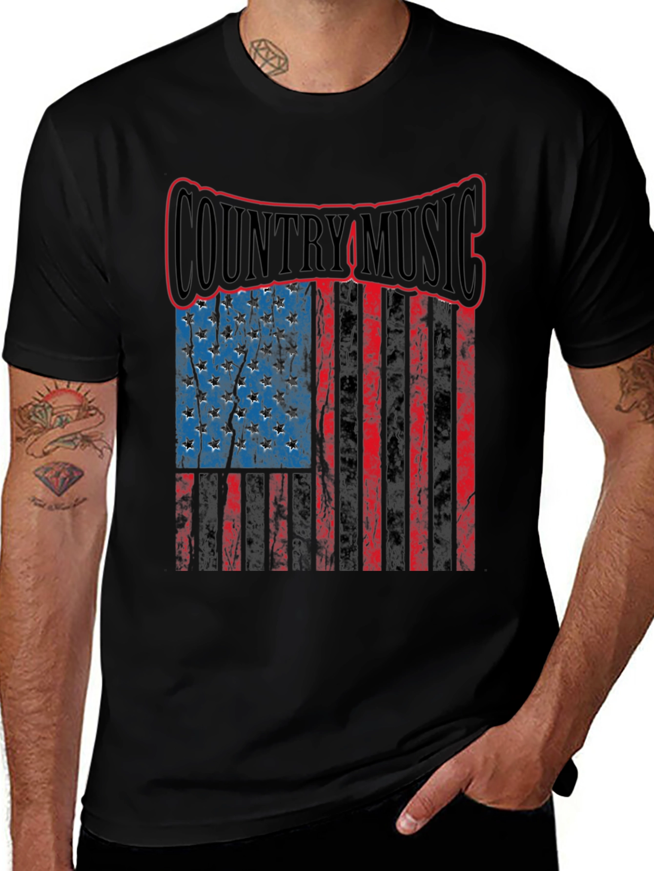Variant 27 of Country Music American Flag Men's T-Shirt