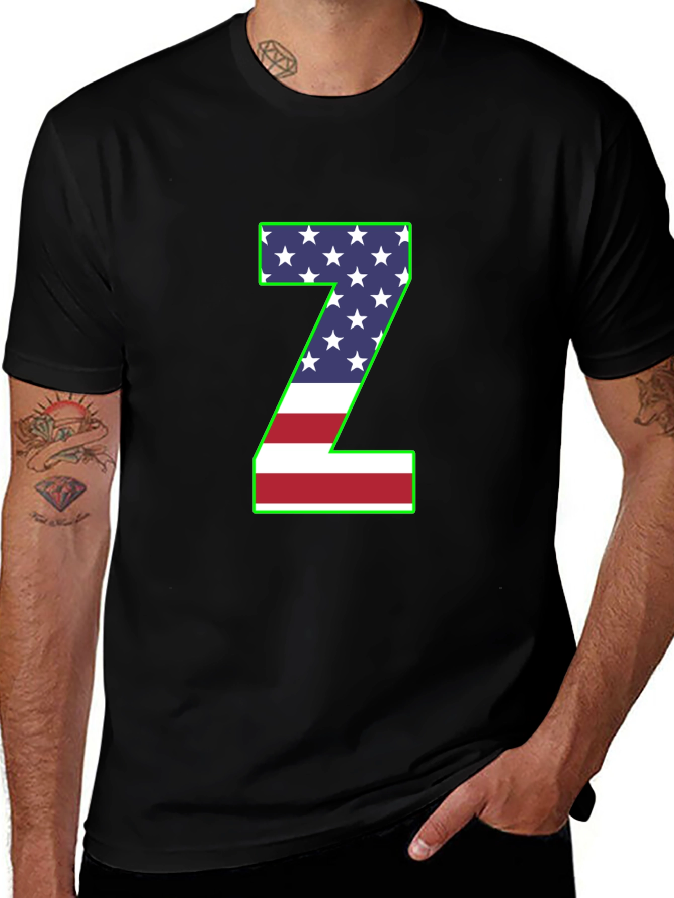 Variant 29 of American Flag Z Letter T-Shirt
