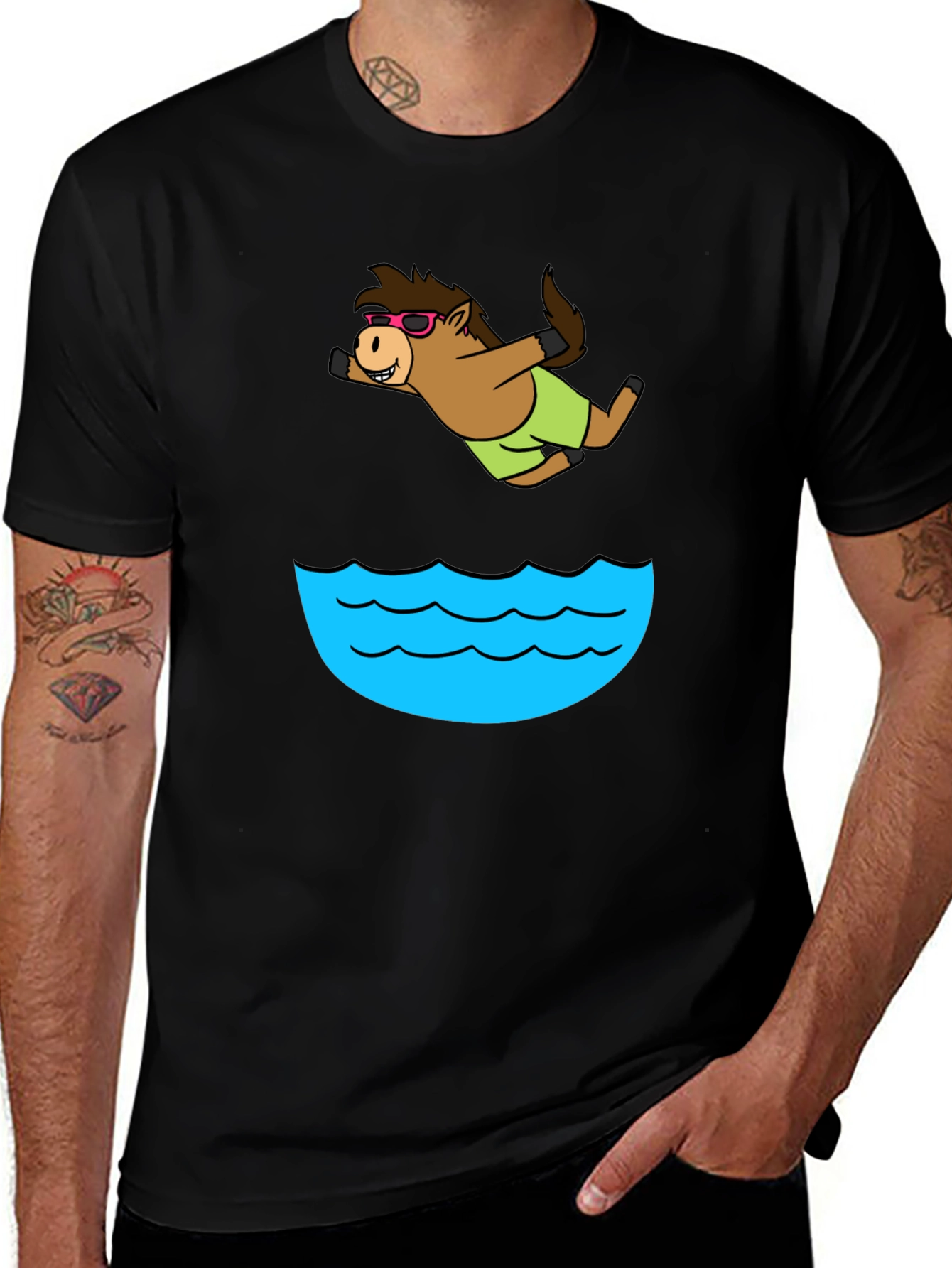 Variant 17 of Funny Horse Swimming T-Shirt