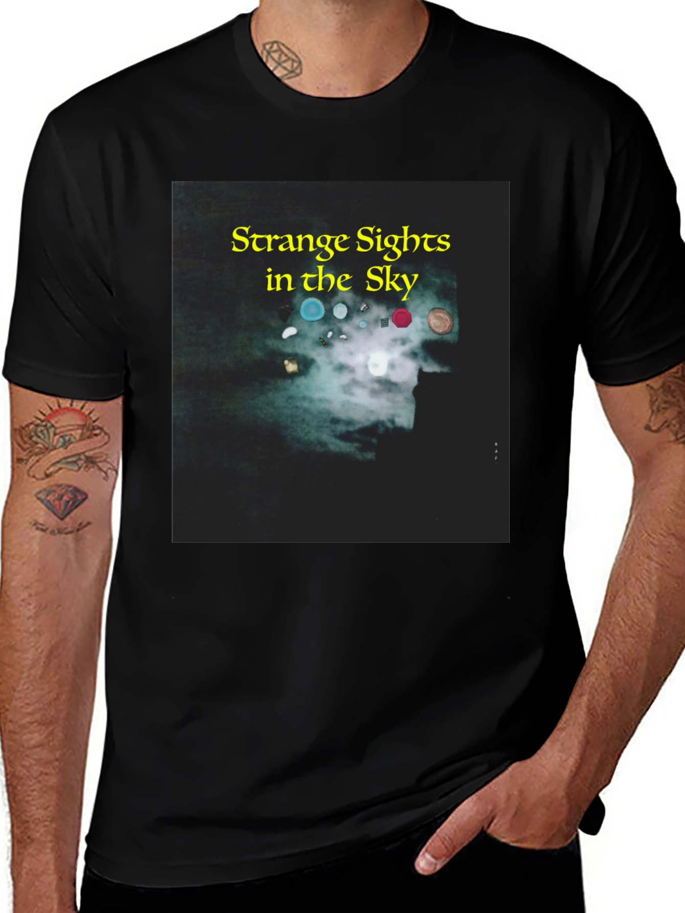 Variant 16 of Strange Sights in the Sky Graphic Tee - Black