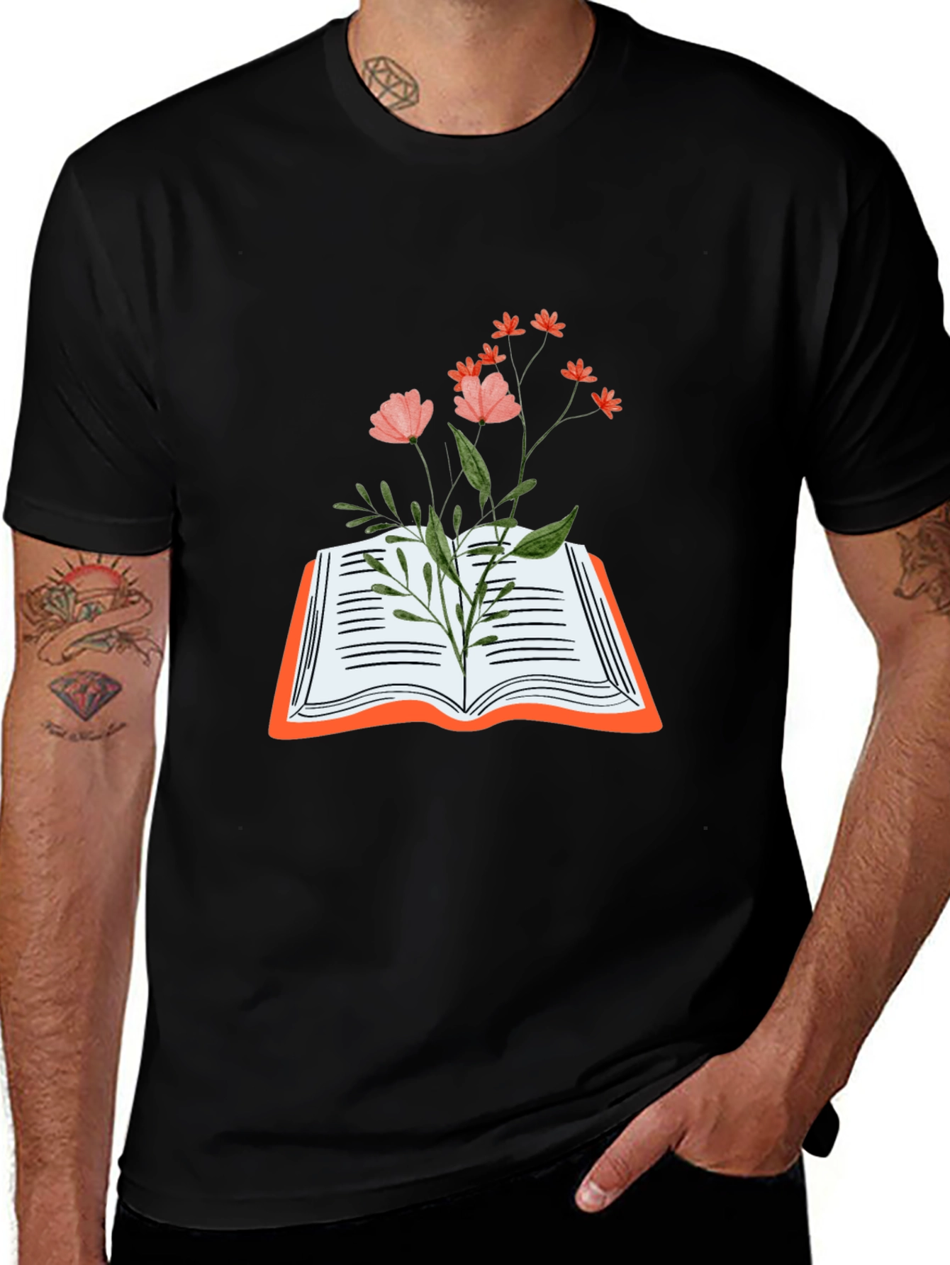 Variant 8 of Floral Book Graphic Tee - Stylish and Unique