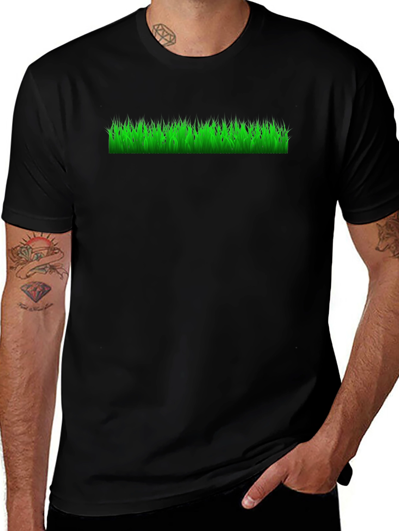 Variant 23 of Green Grass Graphic Black Tee