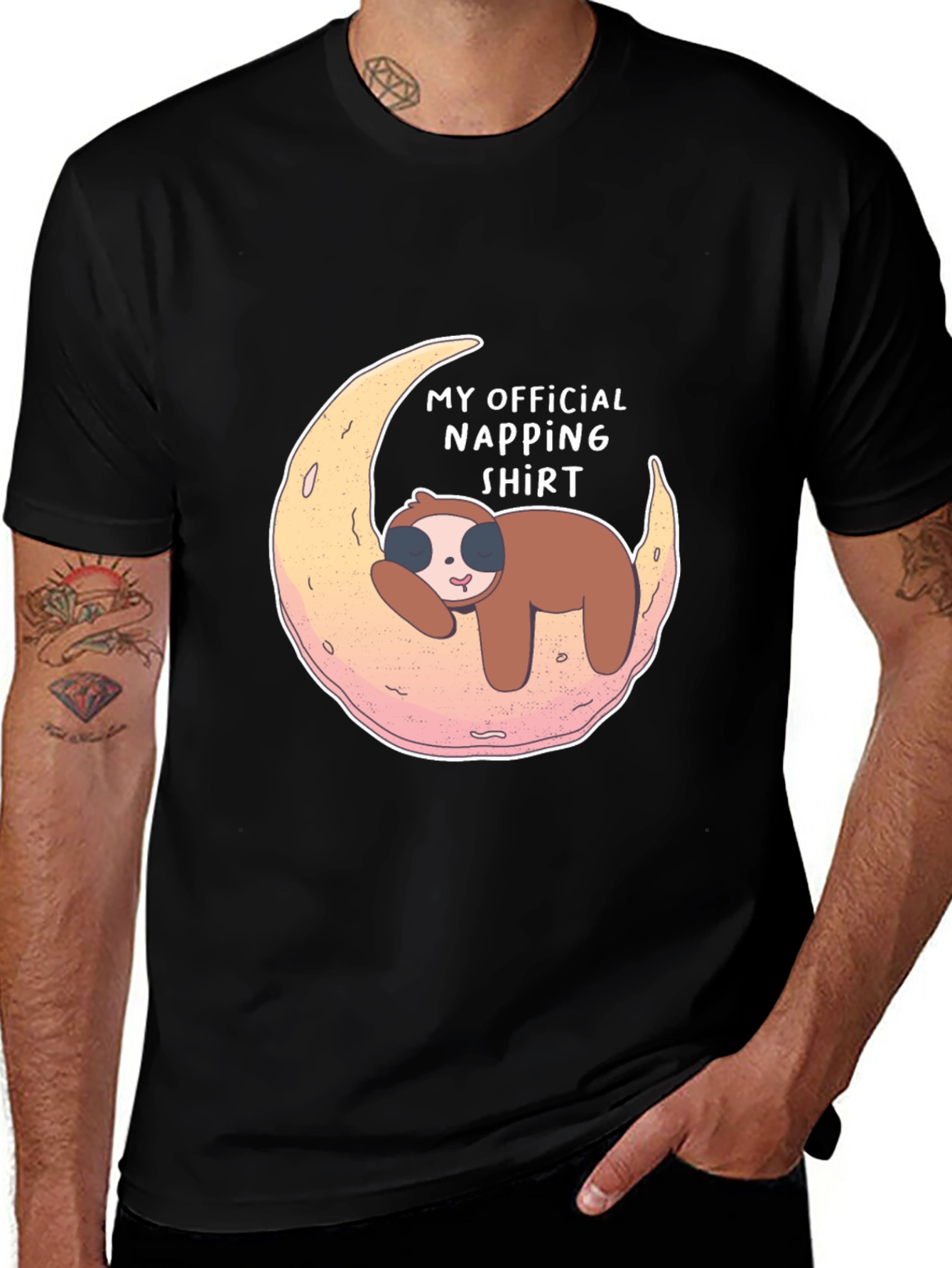 Napping Sloth Moon T-Shirt - Relax in Style!
