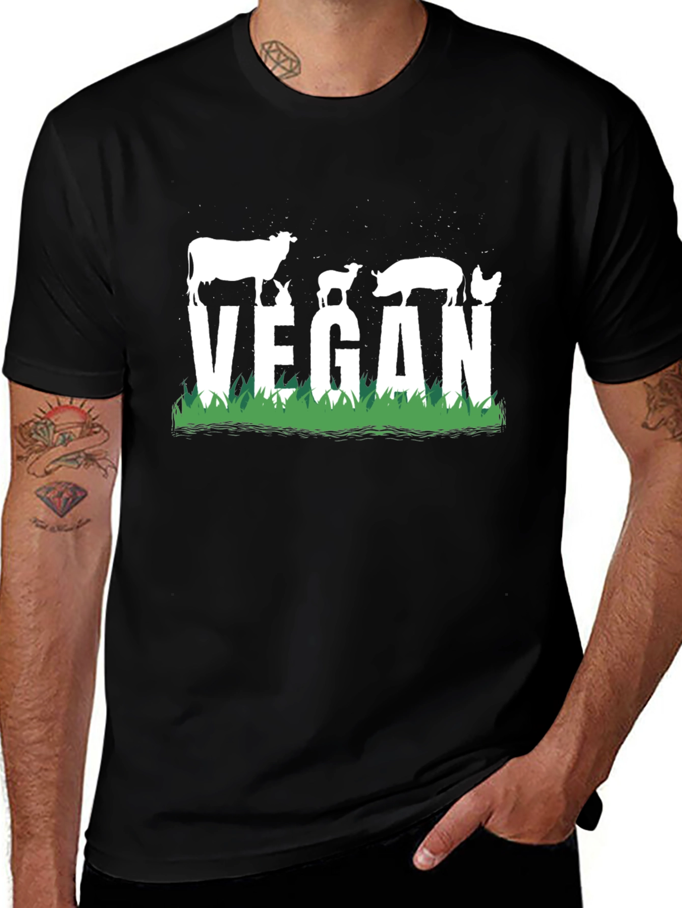 Vegan T-Shirt with Animal Silhouettes
